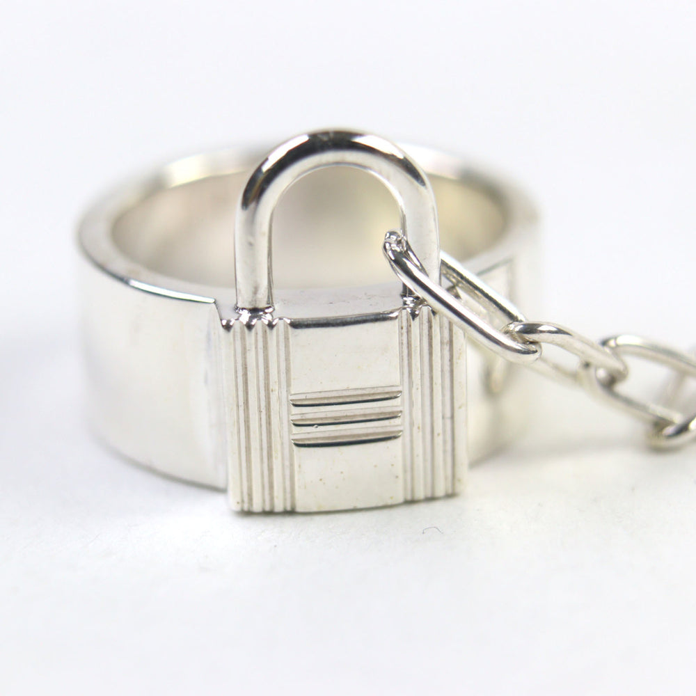 HERMES Alpha Kelly AG925 Clochette Cadena Double Ring - Silver Accessory, Size 49 (Japanese Equivalent), Made in France, Weight 11.37g, Women's — Like New