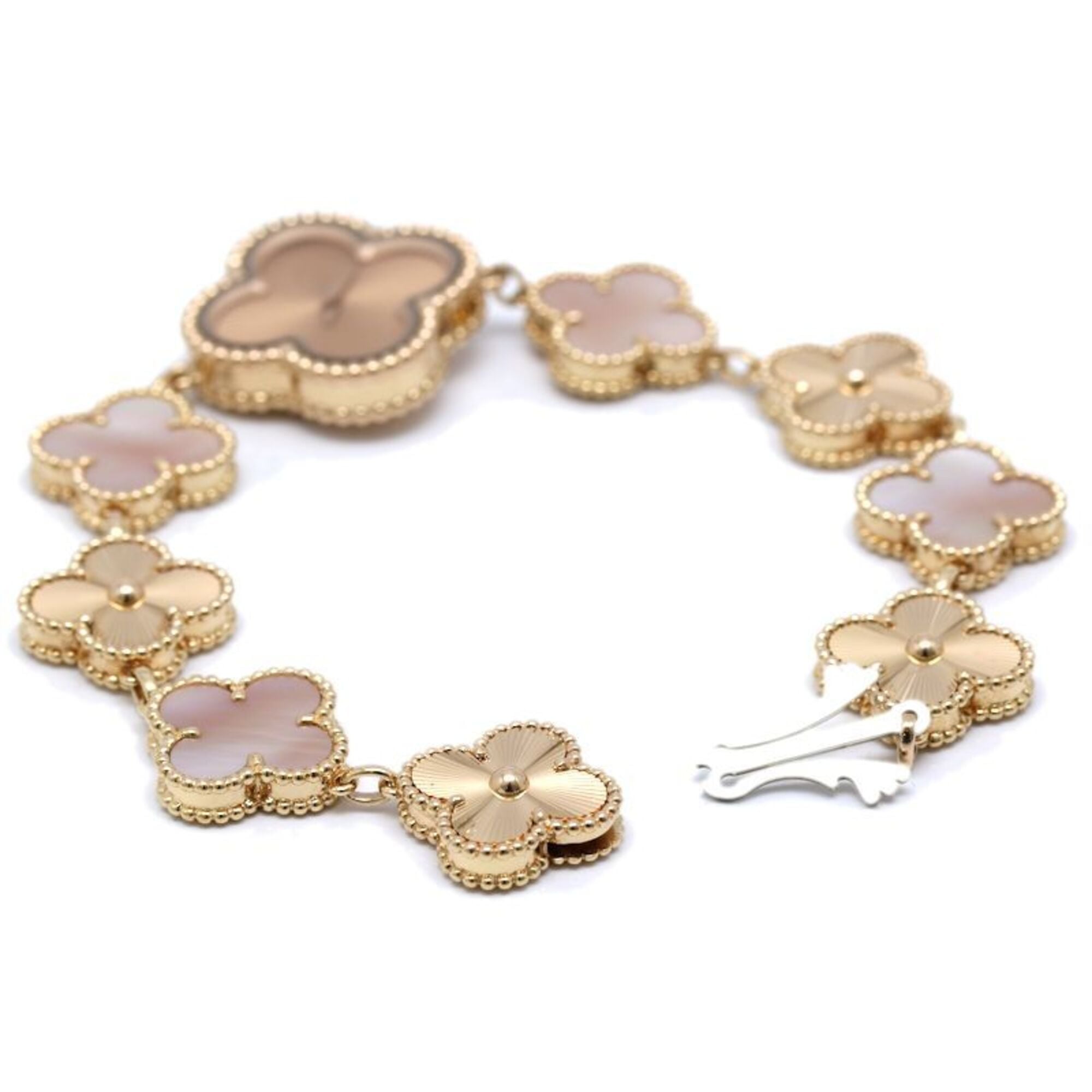 Van Cleef & Arpels Sweet Alhambra Guilloche VCARO90100 2386240 Women's Watch 18K Rose Gold 40437 — Very Good
