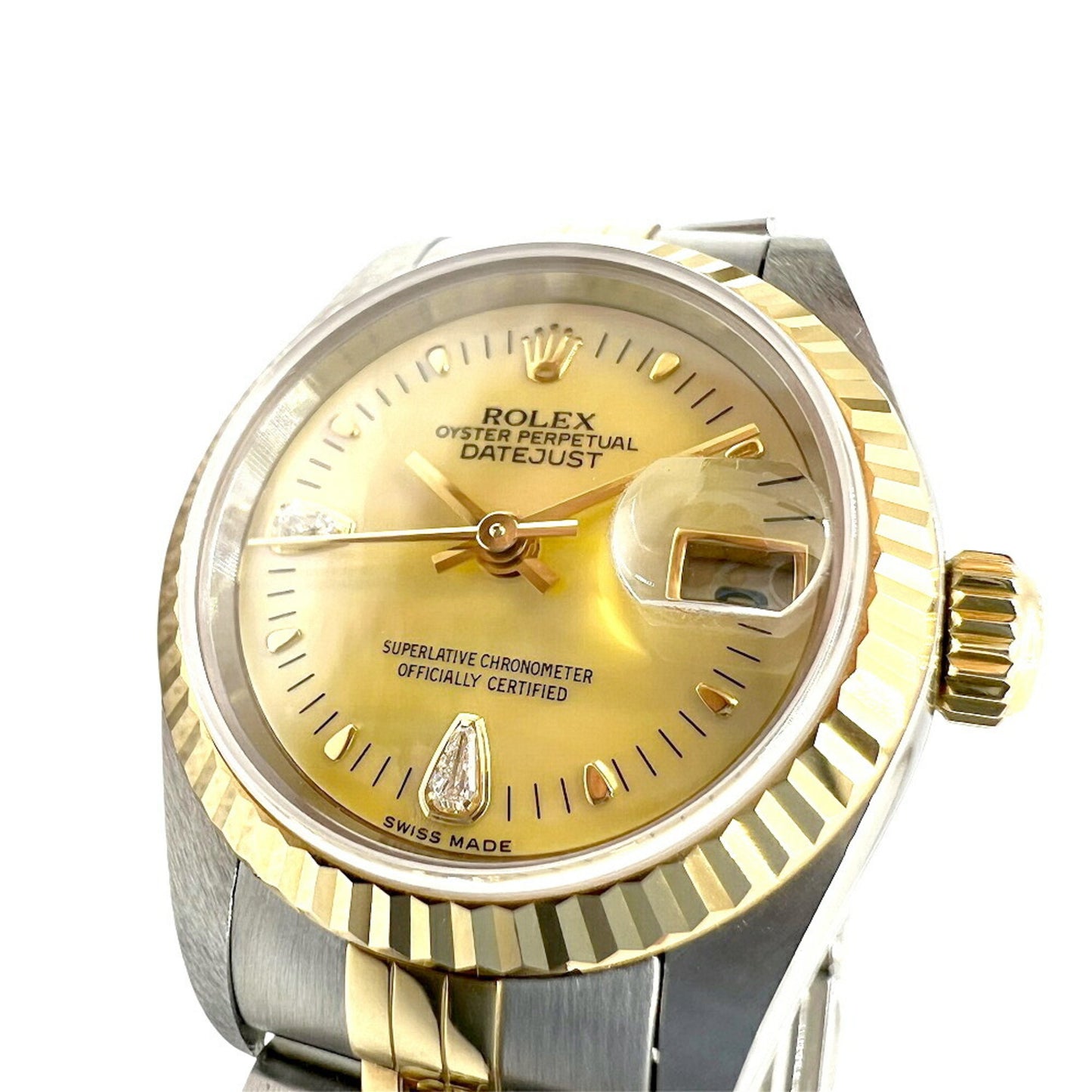 ROLEX Rolex Datejust Shell Dial K18 Stainless Steel Automatic Watch 79173 Women's Diamond Yellow with Two Diamonds
