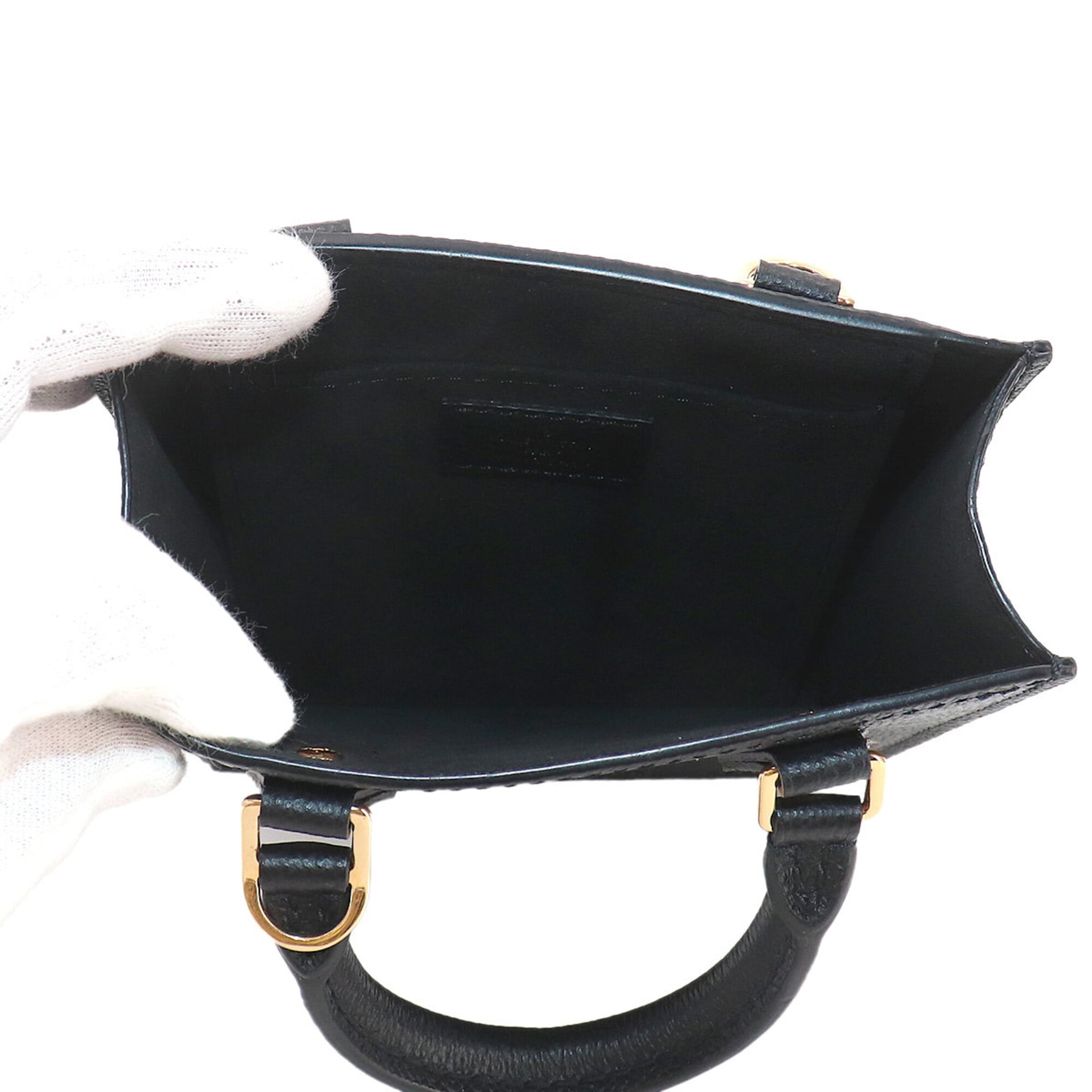 Louis Vuitton Petite Sac Plat, bicolor, Monogram Empreinte, 2-way handbag/shoulder bag, leather, black/beige, M81416, RFID — Like New