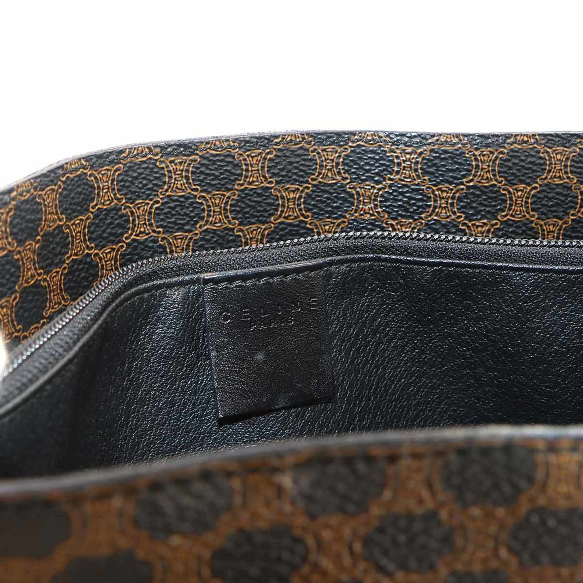 Celine Macadam Tote Handbag, Black/Brown Leather, Gold Hardware — Like New