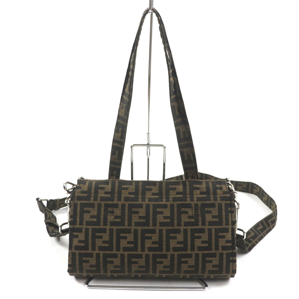 FENDI x FRAGMENT 8BH418 Zucca Baguette Foldable 3-Way Tote Canvas Shoulder Bag, Brown, with Dust Made in France, Men's — Like New