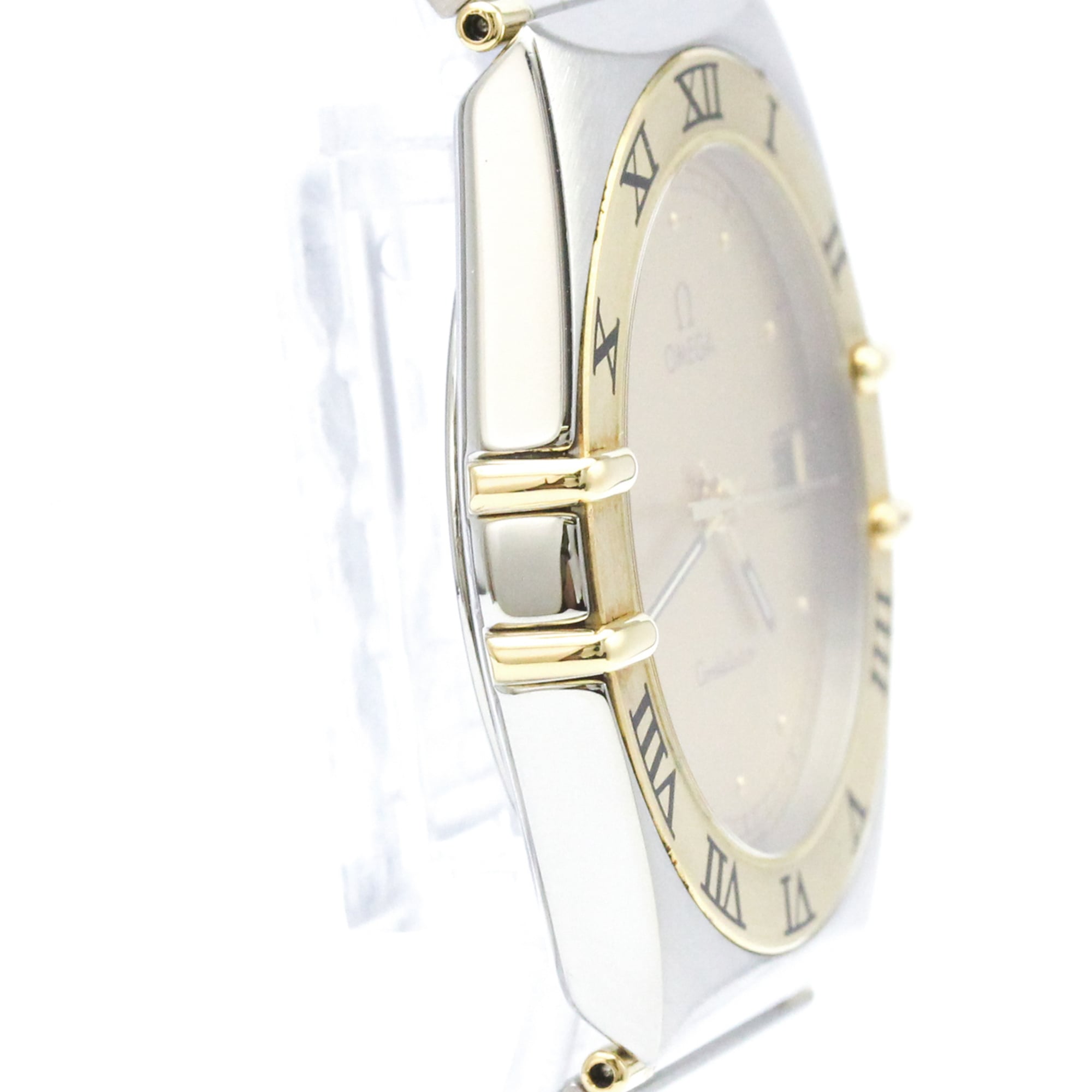 OMEGA Constellation 18K Gold Steel Quartz Mens Watch 396.1070 Polished — Very Good