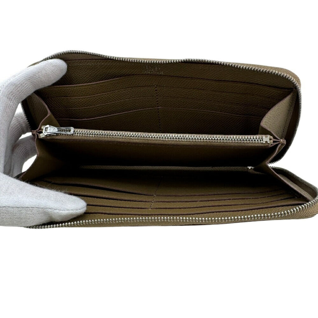 HERMES Round Zip Evelyne Long Wallet Brown Women's