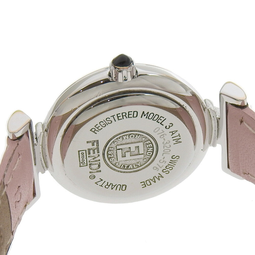 FENDI Watch 320L Stainless Steel x Embossed Leather Quartz Analog Display White Shell Dial Women's — Good