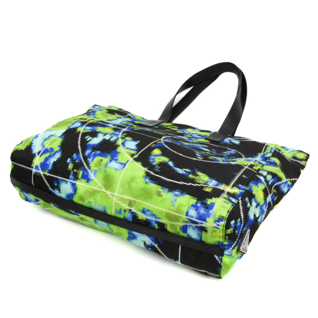 Prada Tessuto 2VG019 Men,Women Nylon,Leather Shoulder Bag,Tote Bag Black,Light Green