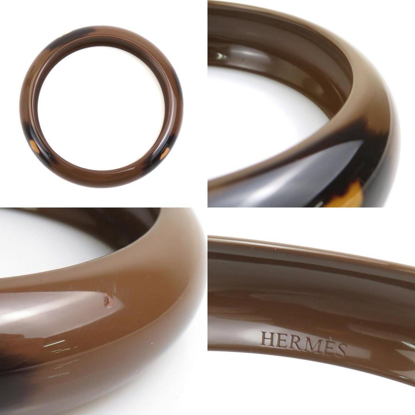 Hermes HERMES Bangle Bracelet Lacquer Wood Brown Women's e60230g