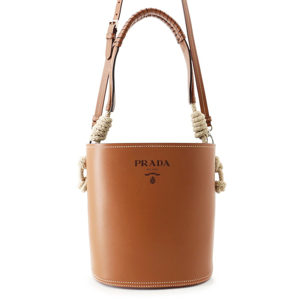 Prada Tambour Bucket Shoulder Bag, Calf Leather, 1BE050, PRADA 2-way, Handbag — Like New