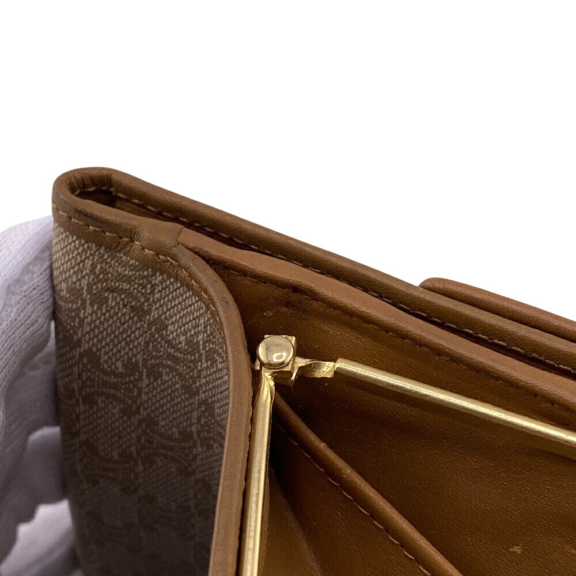 CELINE Macadam Tri-fold Wallet, Beige, Women's