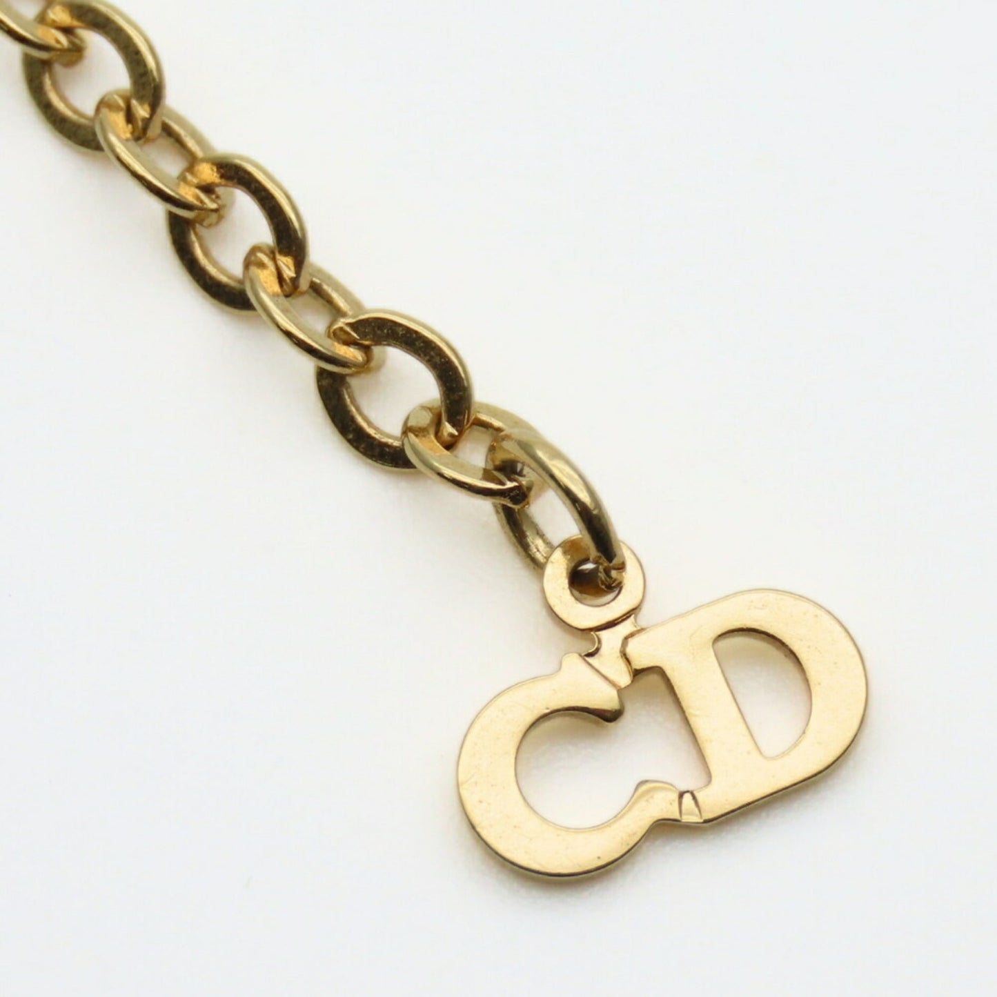 Christian Dior Necklace Emblem Metal Gold Plated GP Women's
