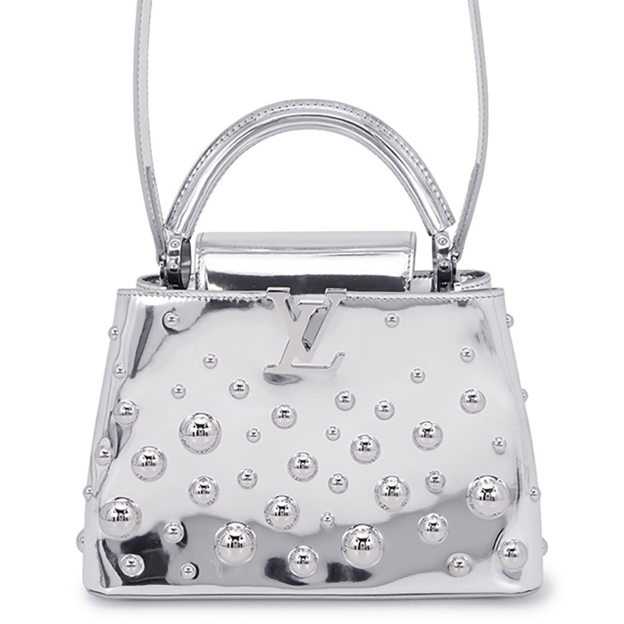 Louis Vuitton handbag, leather, LV x YK Capucines BB, metal dot, M21634, 2-way shoulder bag, Yayoi Kusama, women's, LOUIS VUITTON — Like New