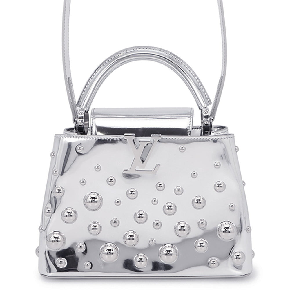 Louis Vuitton handbag, leather, LV x YK Capucines BB, metal dot, M21634, 2-way shoulder bag, Yayoi Kusama, women's, LOUIS VUITTON — Like New
