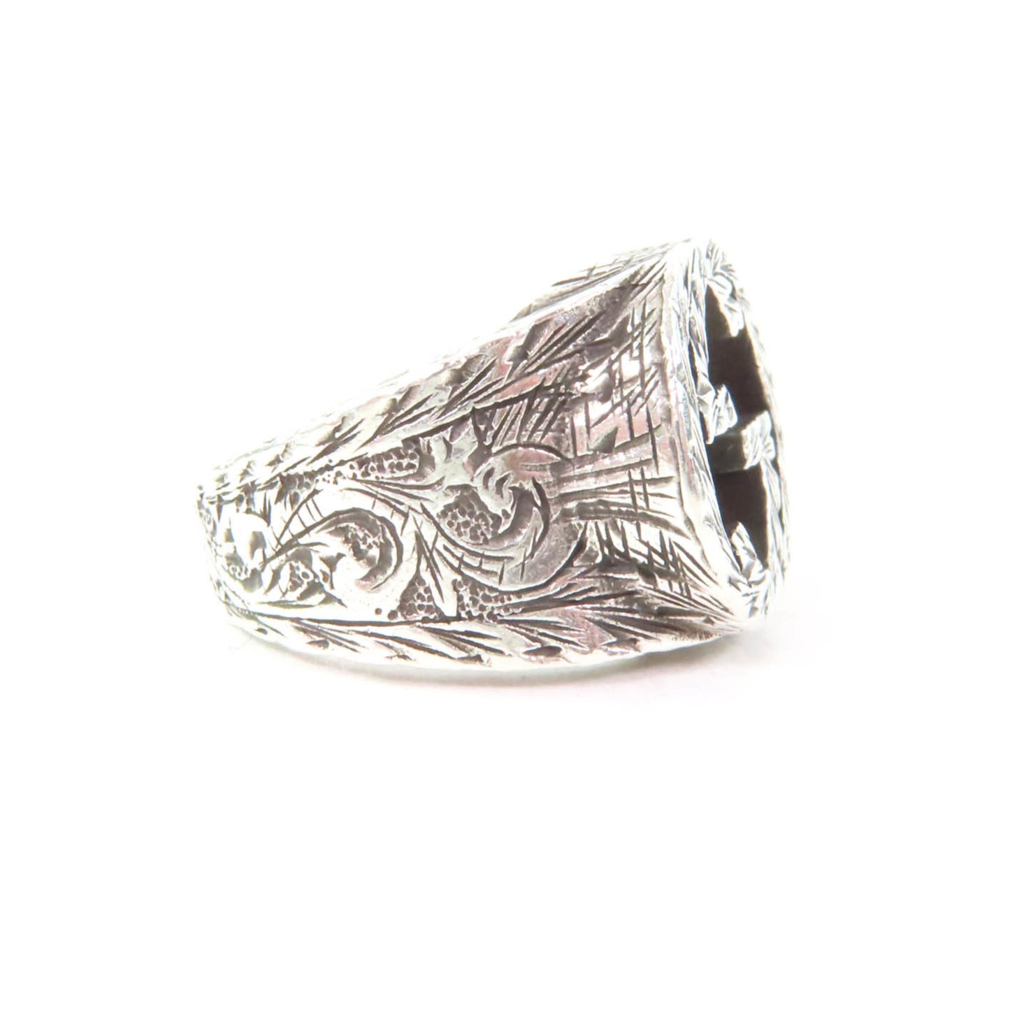 GUCCI 455302 Interlocking G Arabesque Ring, AG925 Silver, Size 9, Made in Italy, Women's