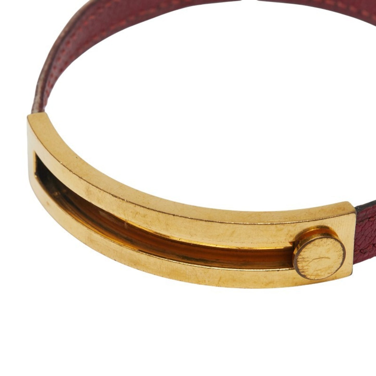 Hermes Puspus Bangle Red Leather Women's HERMES