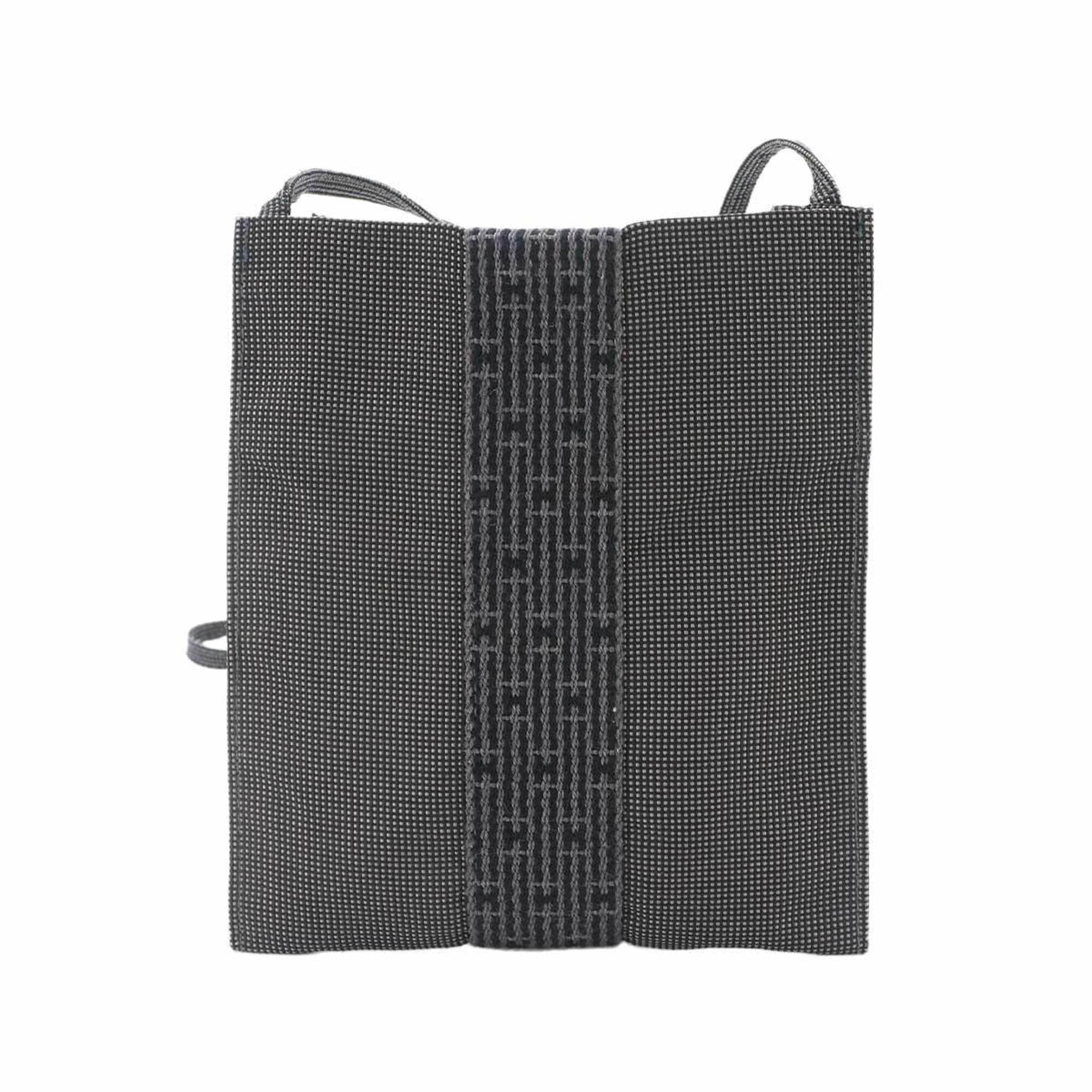 Hermes Herline Pochette Shoulder Handbag, Canvas, Gray — Like New