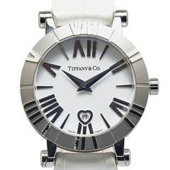 Tiffany & Co. Atlas Heart Date Watch Z1300.11.11A20A71A, Quartz Movement, White Dial, Stainless Steel, Leather, Women's — Good