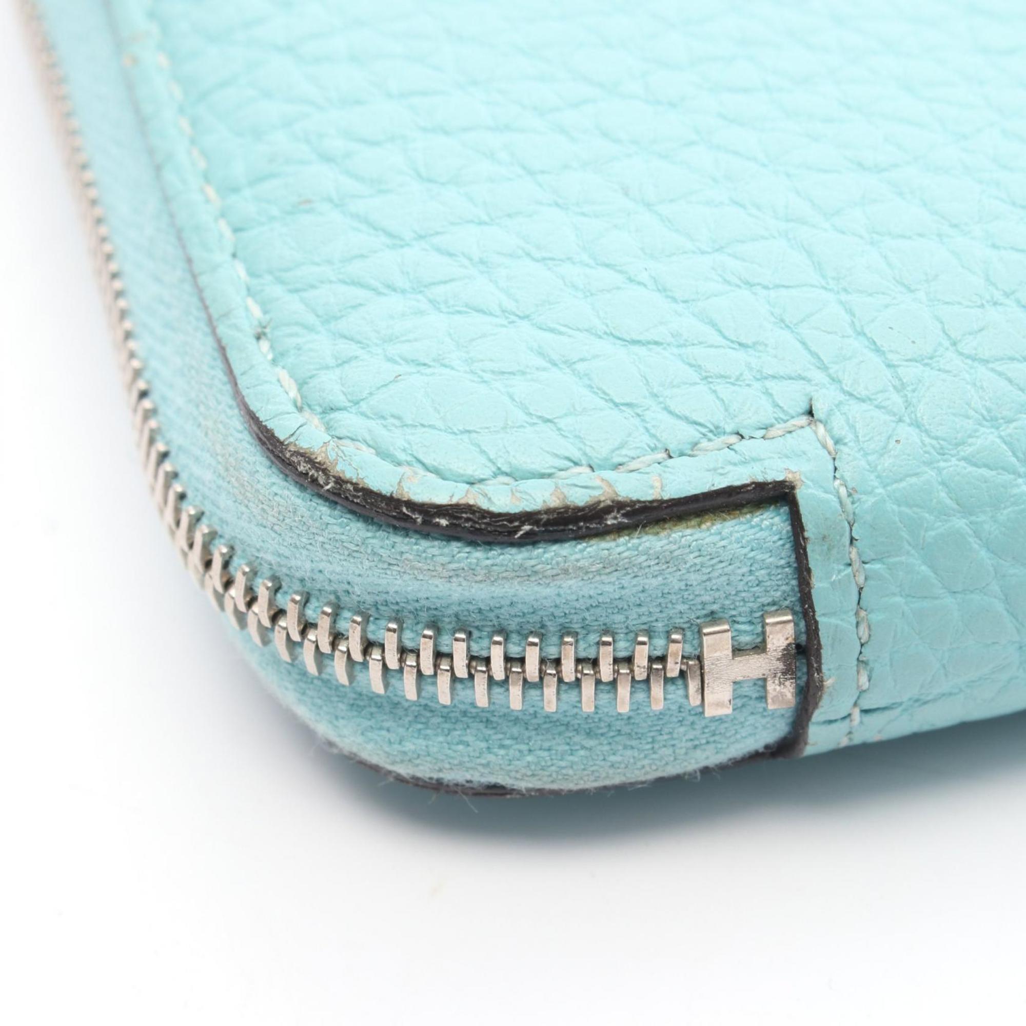 Hermes Hermès Azap Long Round Wallet in Taurillon Clemence Leather, Blue, for Women