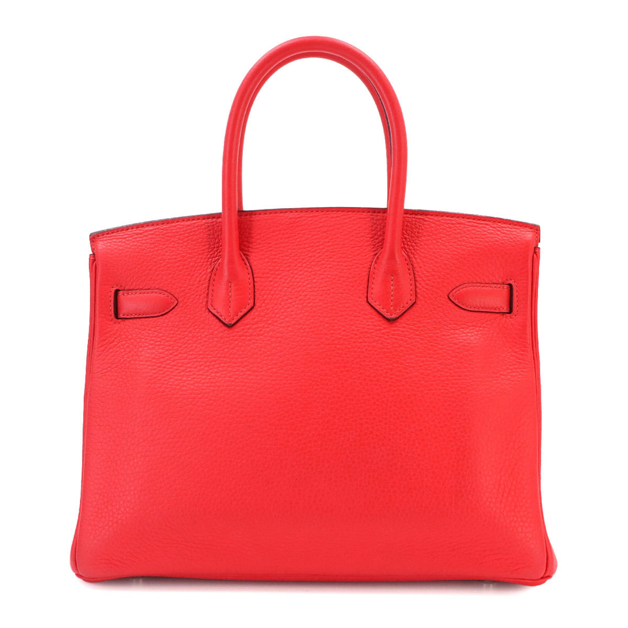Birkin 30 Hermes HERMES Taurillon Clemence Rouge Pivoine Handbag C Stamp Silver Hardware — Like New