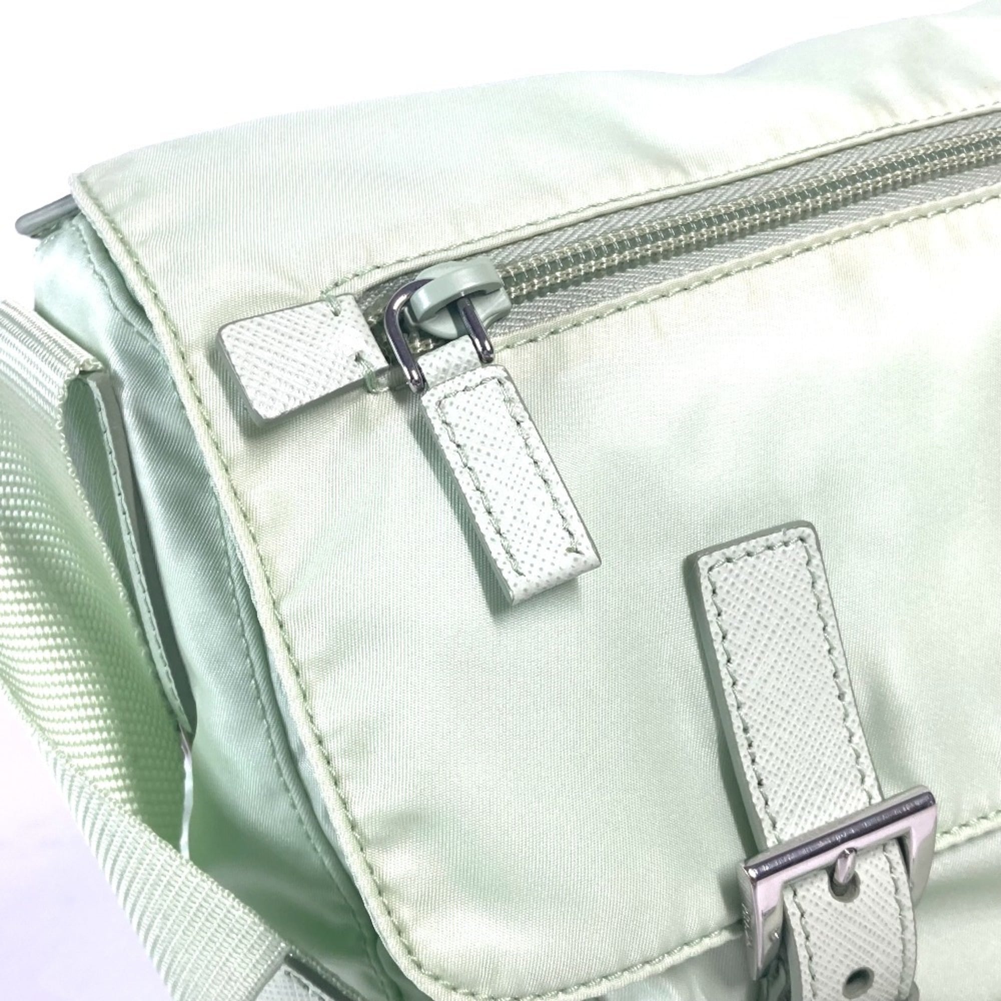 PRADA 1BD953 Triangle Plate Re-Nylon Shoulder Bag Nylon Women's ACQUA Aqua Green E-240920-15 — Like New