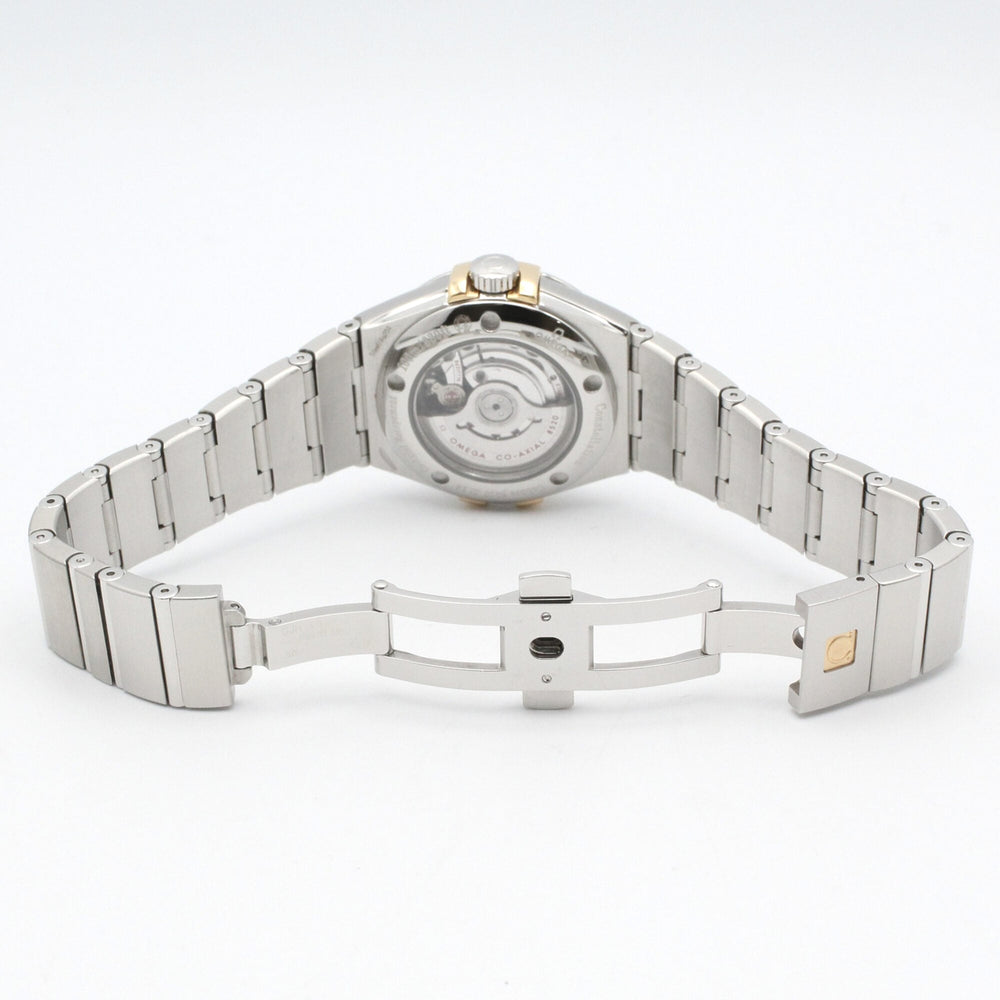 Omega Constellation watch, 18K yellow gold stainless steel, women's, white dial with mother-of-pearl case, model number 123.20.31.20.55.004 — Very Good