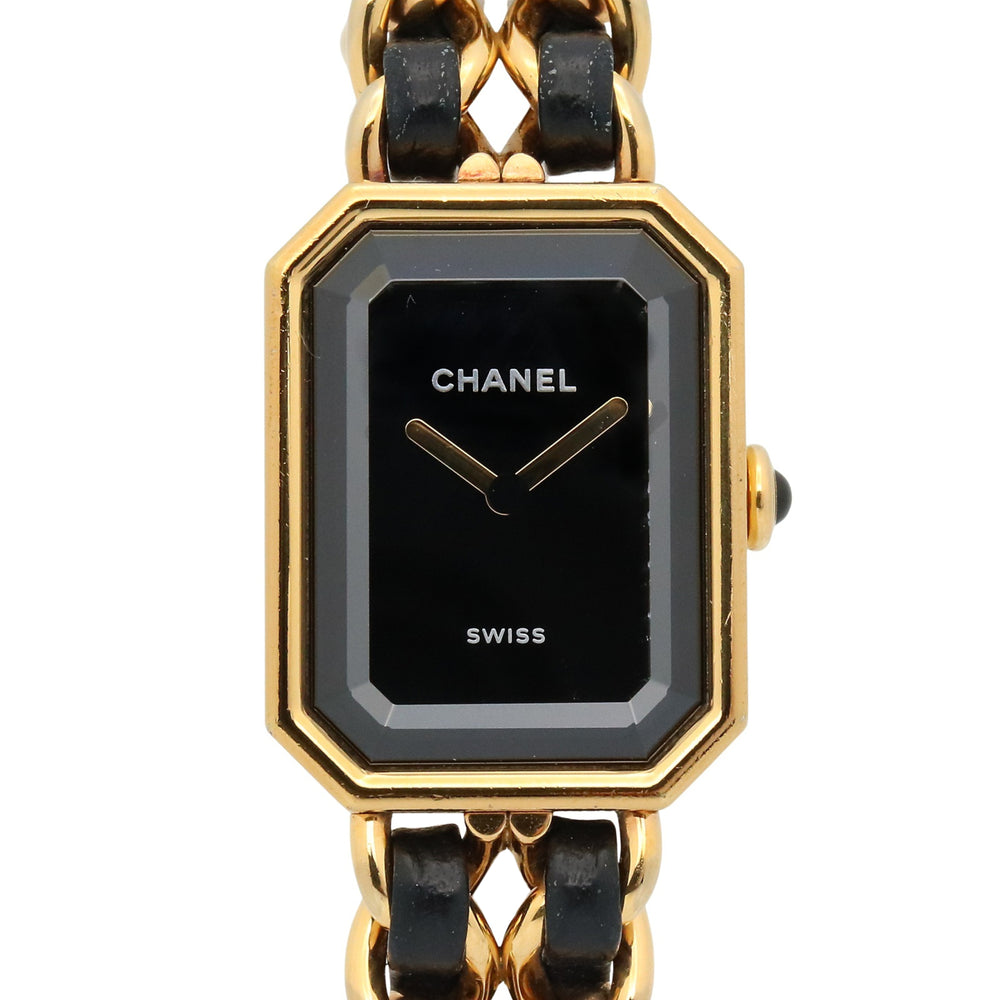 CHANEL Premiere Original Edition Watch, GP (Gold Plated), Leather, Women's, Black, H6951 — Very Good