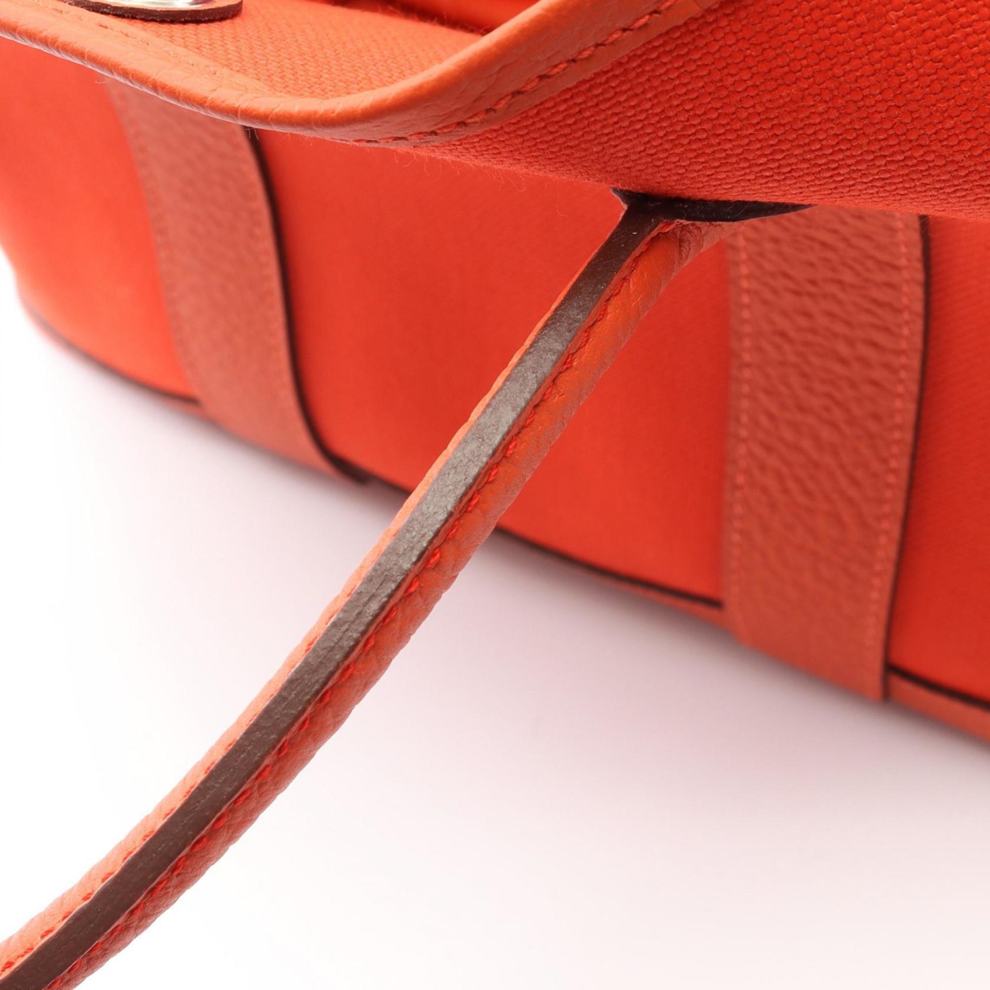 Hermes Hermès Garden Party TPM Tote Bag, Canvas and Leather, Toile Militaire Negonda, Women's, Orange