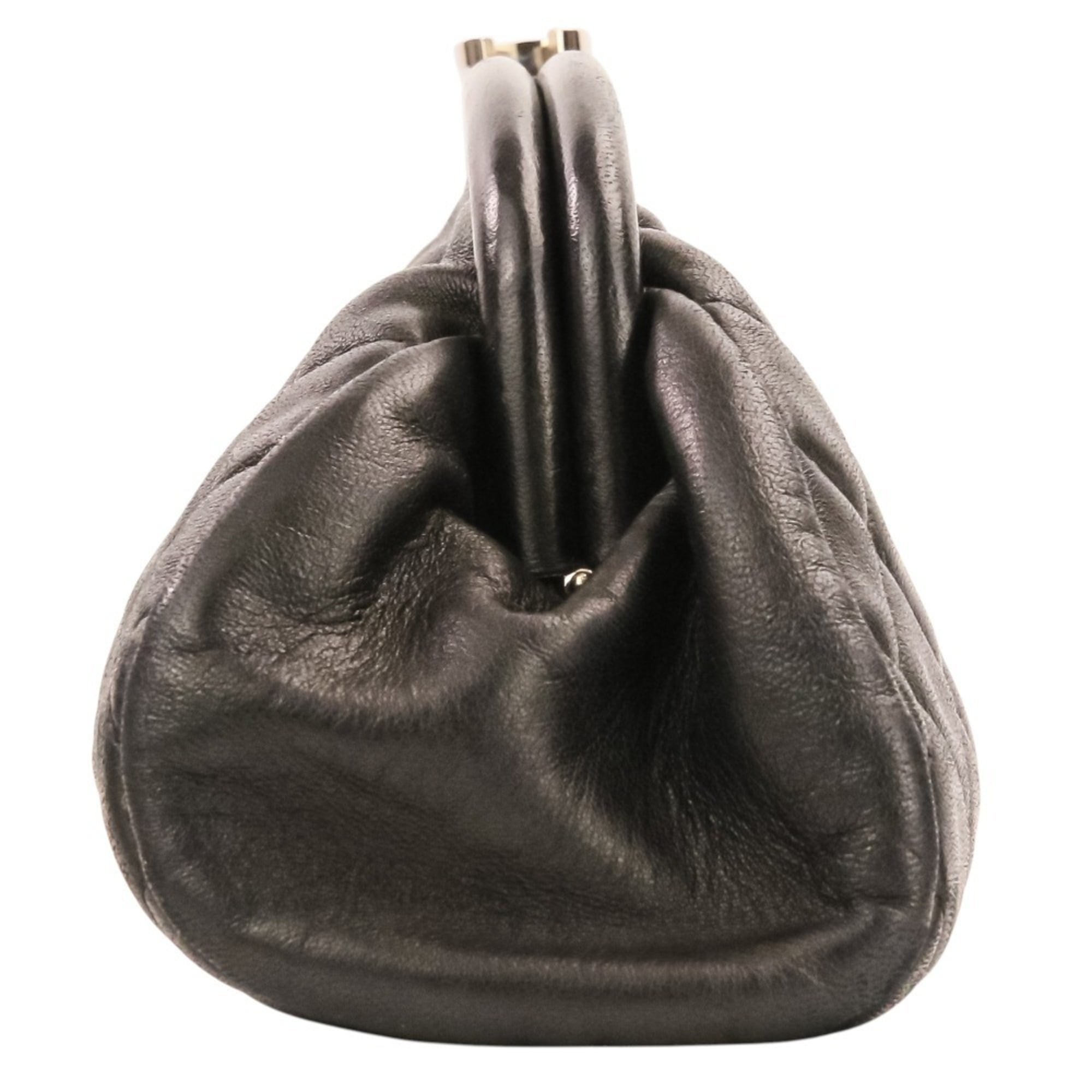 CHANEL Timeless Quilted Coco Mark Leather Clasp Clutch Bag, Black, Women's — Like New
