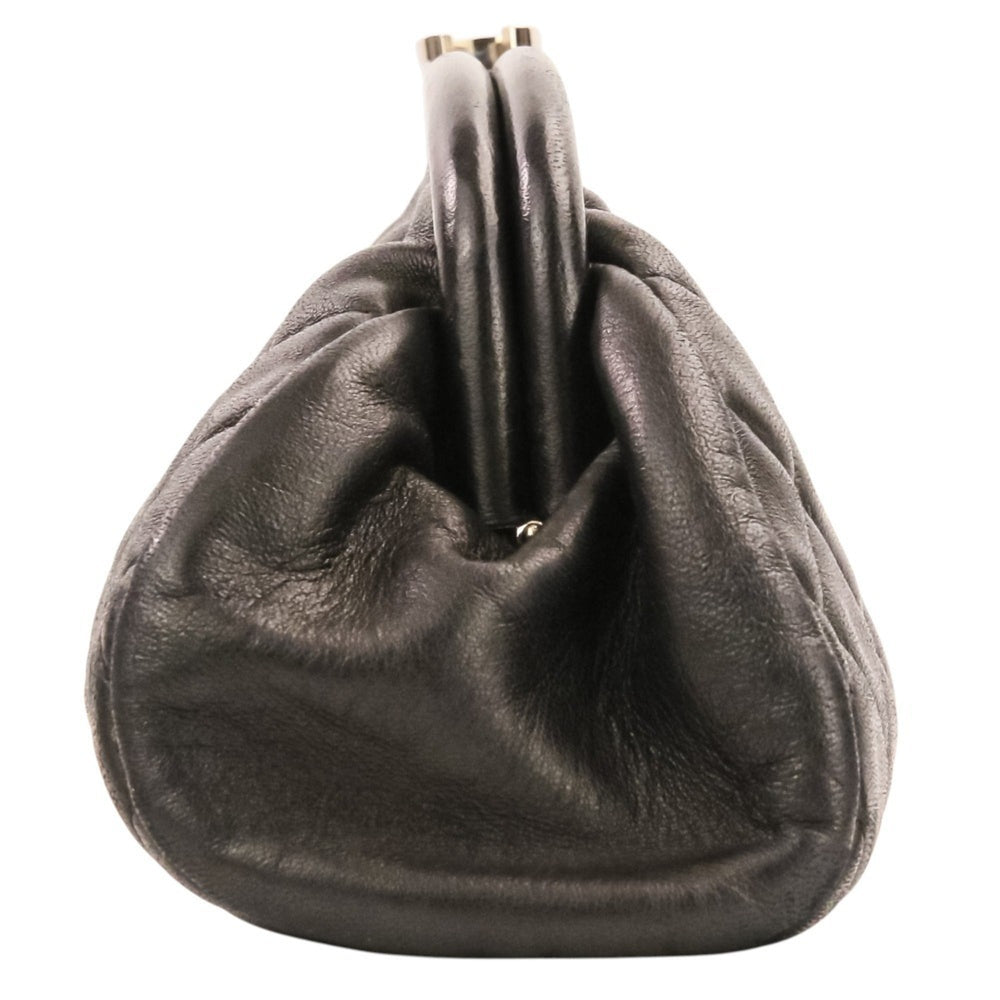CHANEL Timeless Quilted Coco Mark Leather Clasp Clutch Bag, Black, Women's — Like New