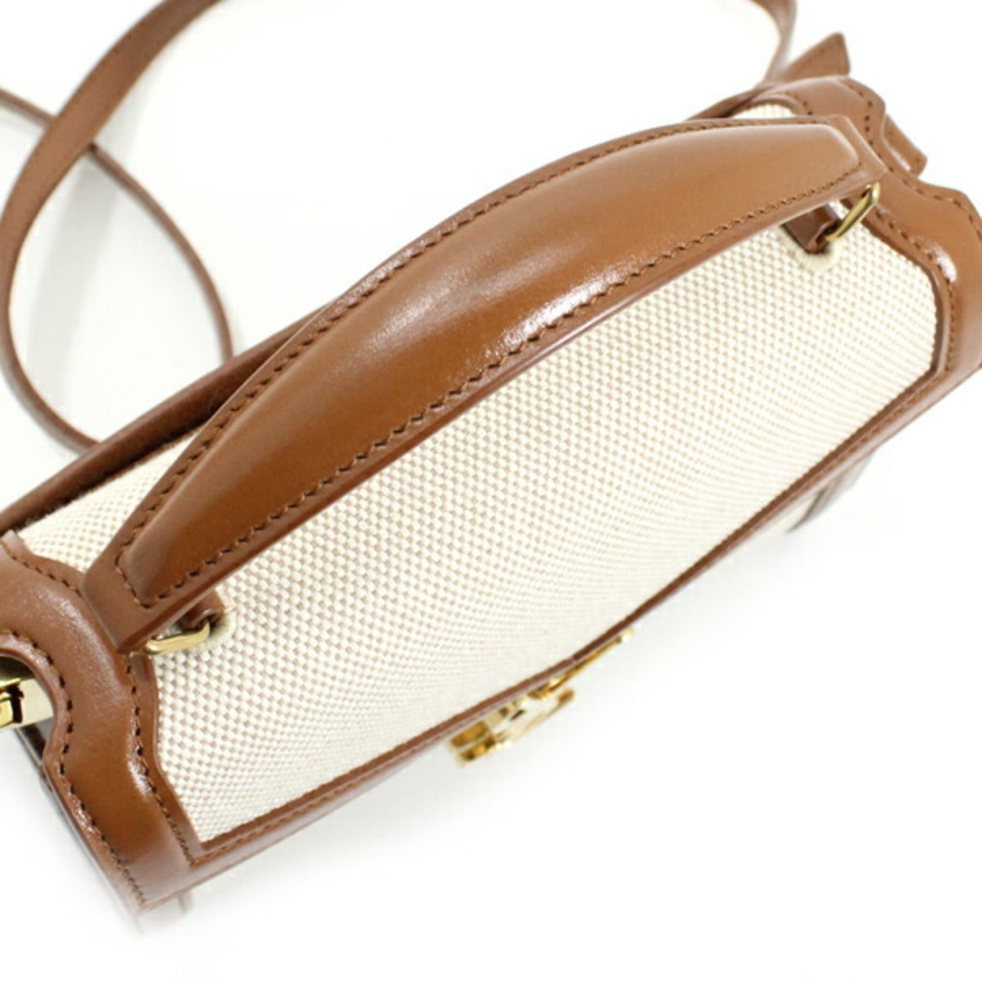 YSL Saint Laurent Cassandra Mini Shoulder Bag, Women's Canvas Brown, KM3046 — Like New
