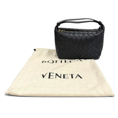 BOTTEGA VENETA 754443 Wallace Intrecciato Leather Handbag, Dark Gray, Made in Italy, Women's, with Dust Bag — Like New