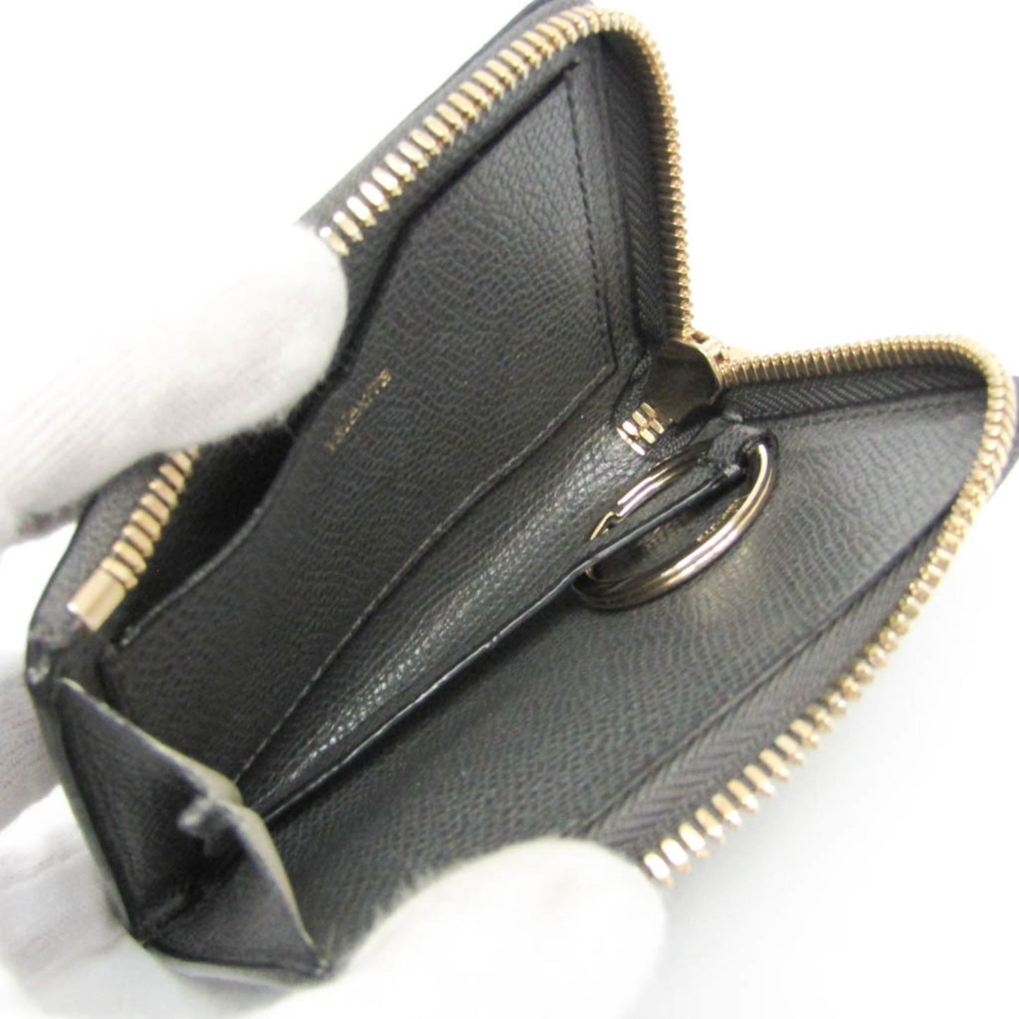 Valextra Multi-case Key Ring Men,Women Leather Coin Purse/coin Case Gray