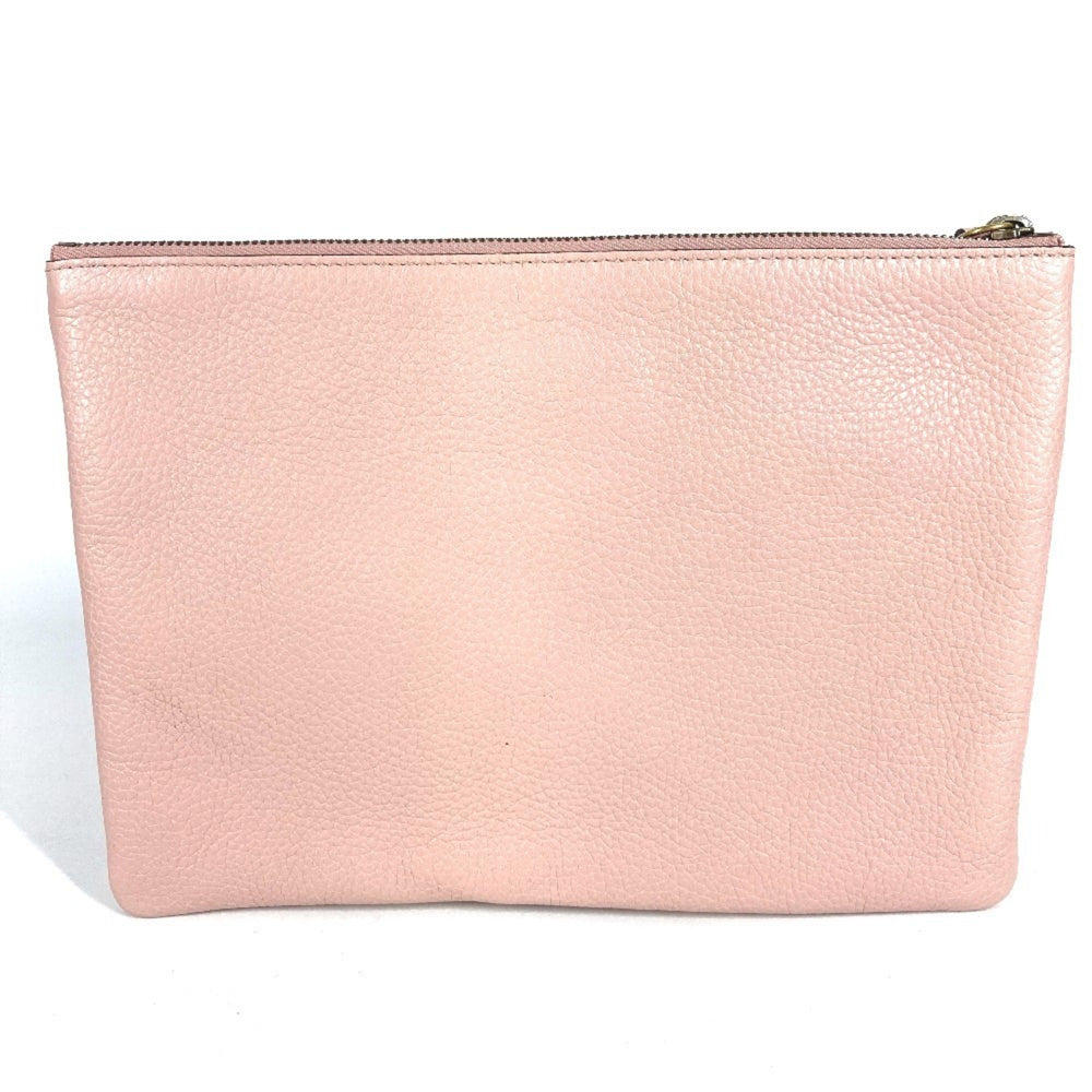 GUCCI 460187 Logo BEE Animalier Bee Bag Second Handbag Pouch Clutch Leather Men's Women's Pink Like New — Like New