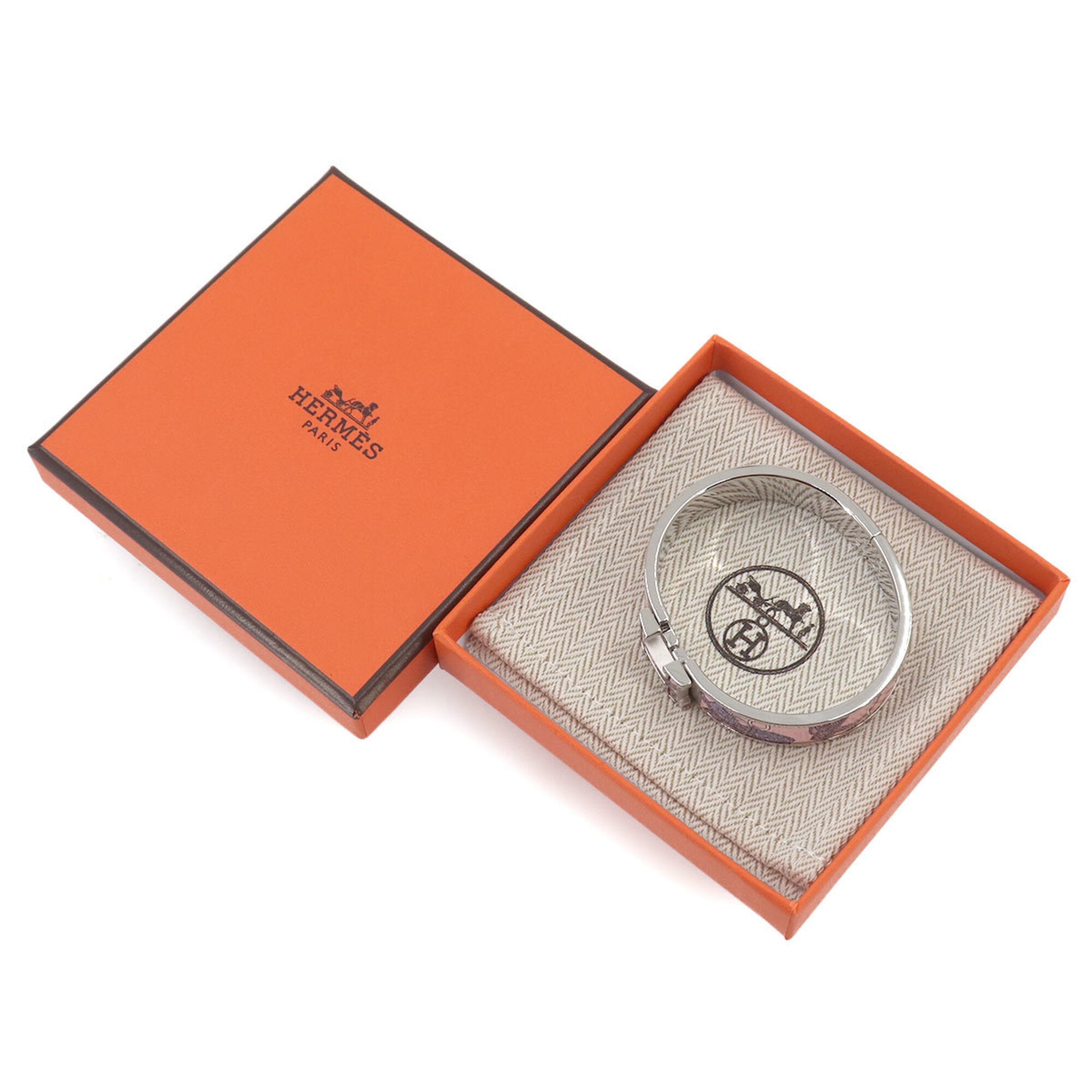 Hermes Clic H PM Honage Brides de Coeur Bangle Pink Silver — New - Store Return