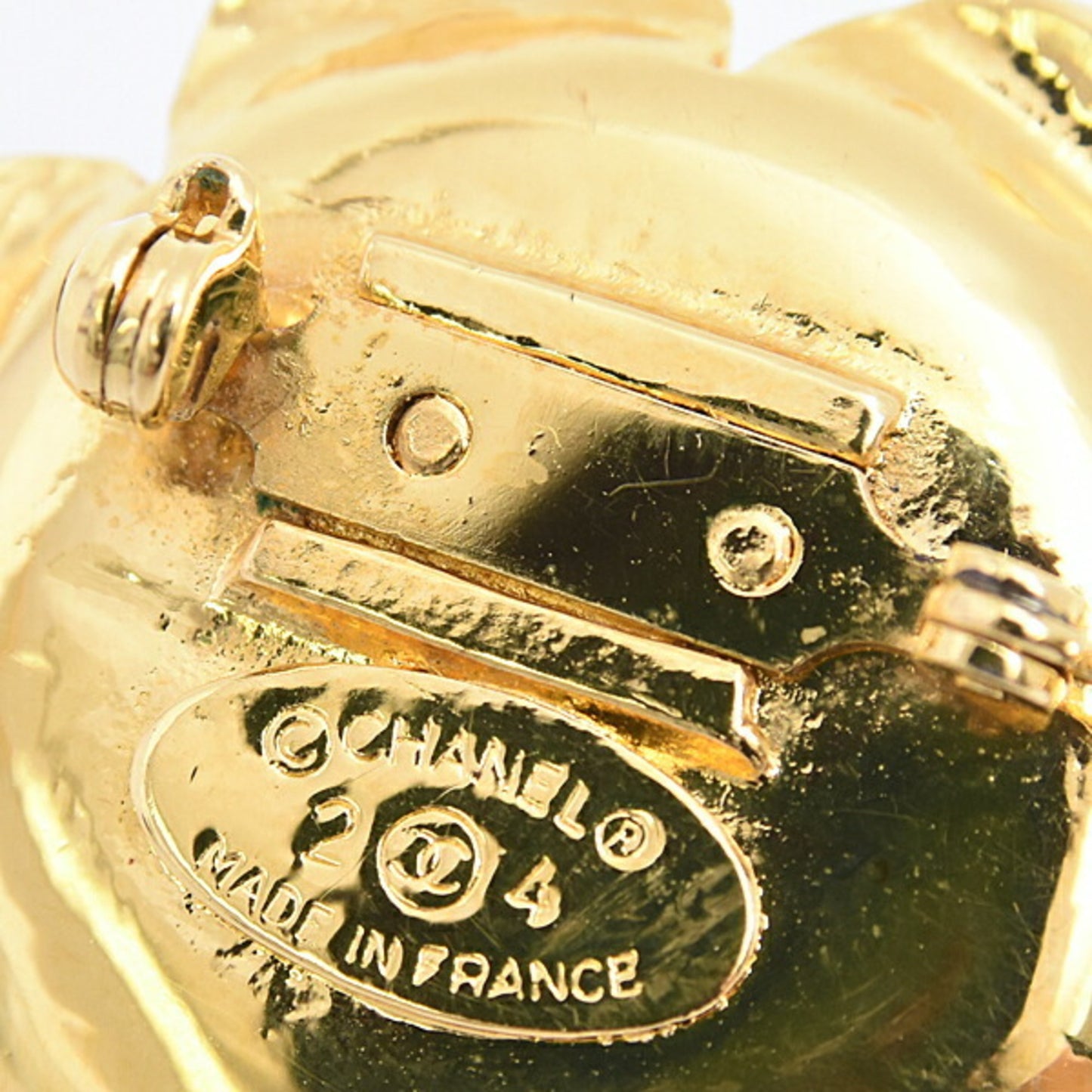 Chanel Brooch for Women, Coco Mark, Flower, Imitation Pearl, Black, Gold, Faux CHANEL, 24 GP