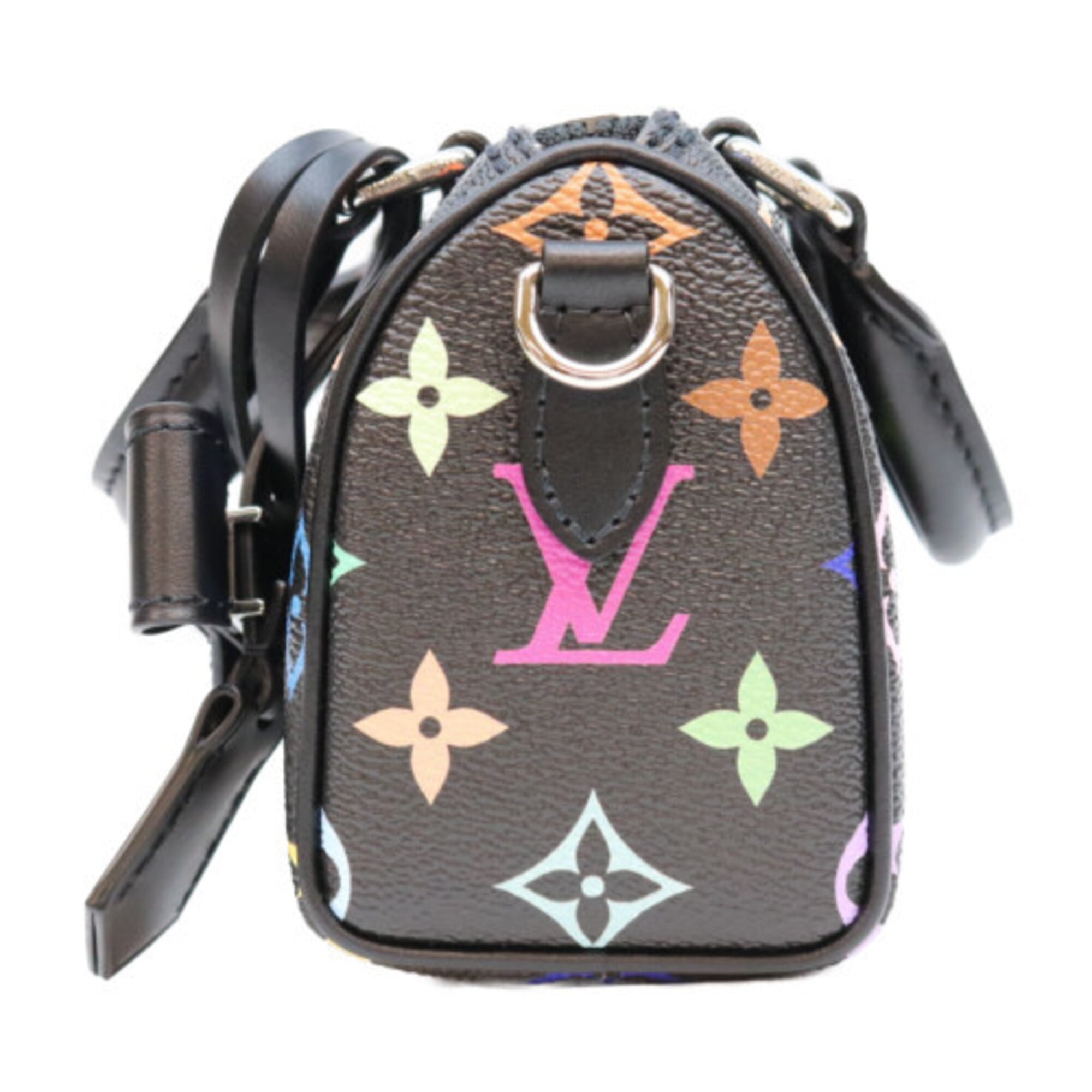 LOUIS VUITTON x Takashi Murakami M13406 Multicolor Noir Nano Speedy Boston Bag Black Silver Hardware Women's — Like New
