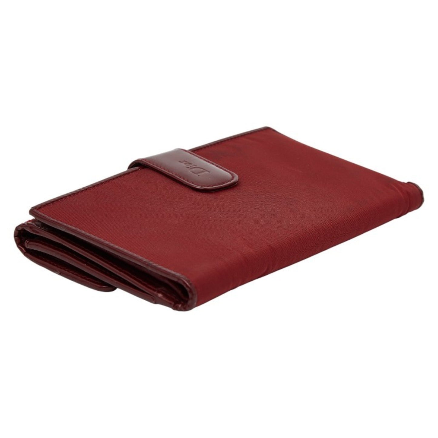 Christian Dior Dior Cannage Stitch Long Wallet Red Nylon Leather Women's
