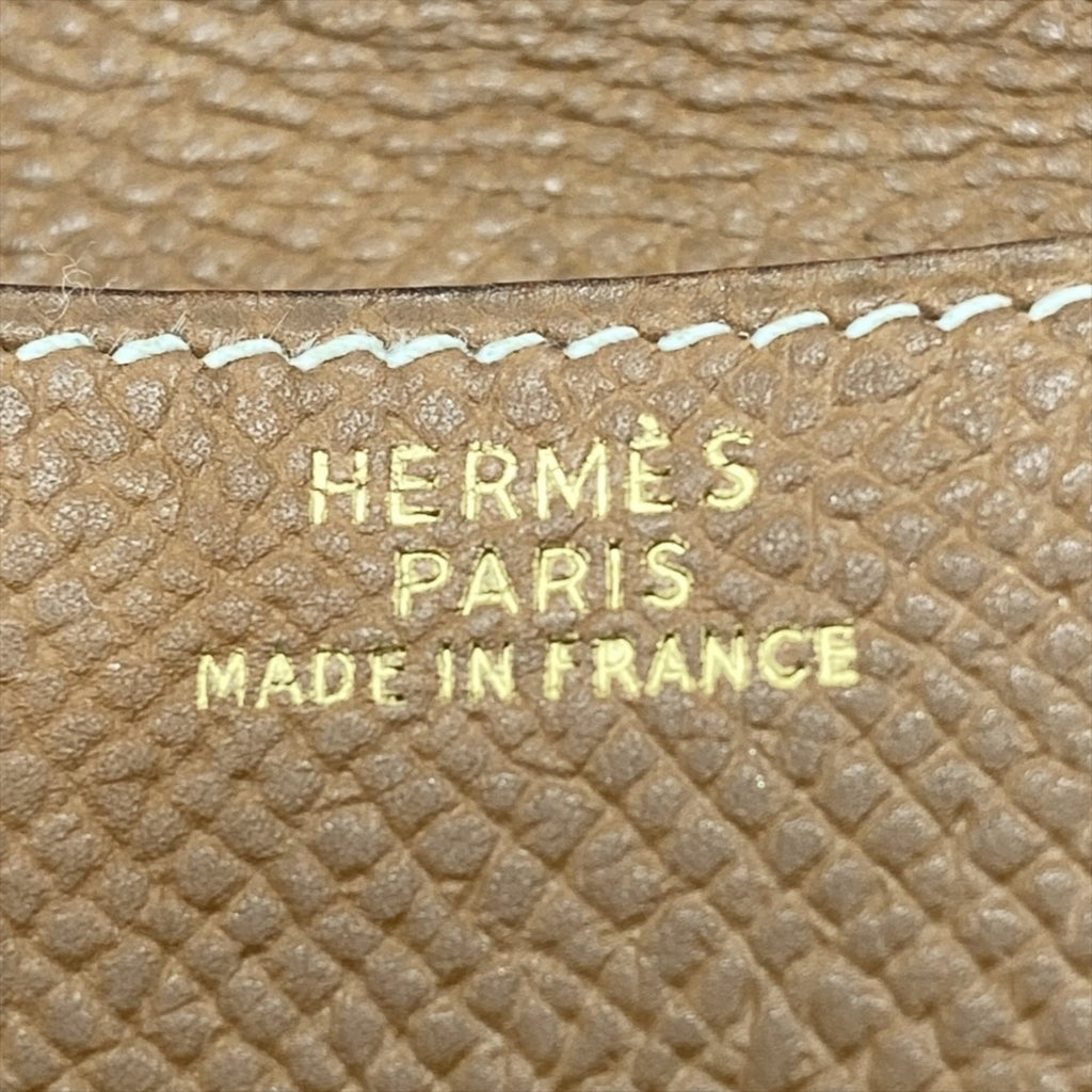 Hermes Hermès Levain Quatre Wallet/Coin Case, Couchvel, 〇T Stamp, Gold