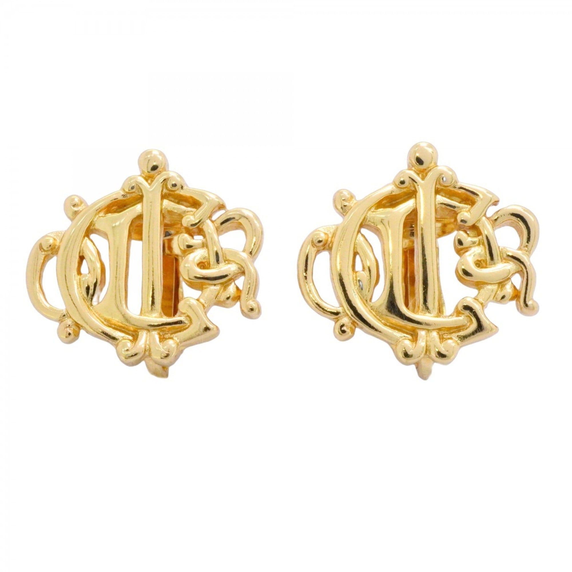 Christian Dior Emblem Earrings, GP Plated Gold for Women