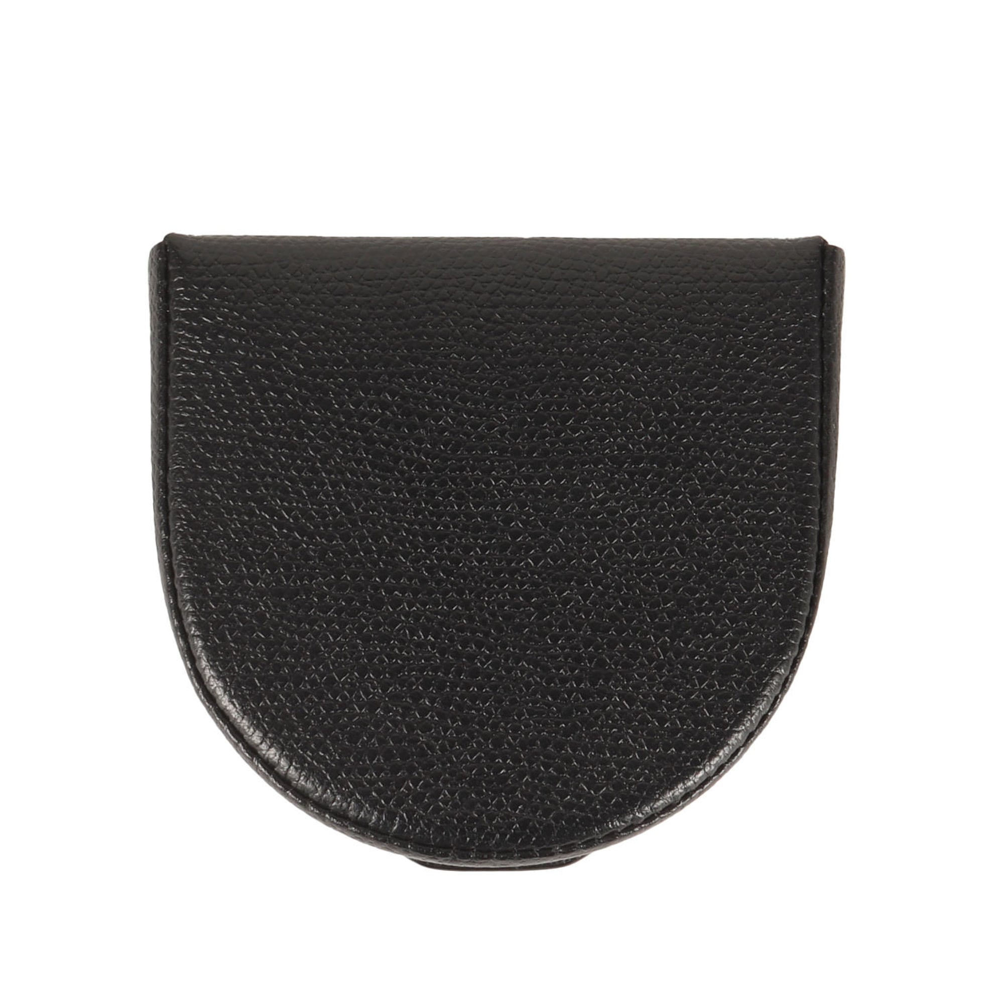 Valextra Horseshoe-Shaped Soft Calfskin Leather Coin Case, Black, Men's Wallet, K4687