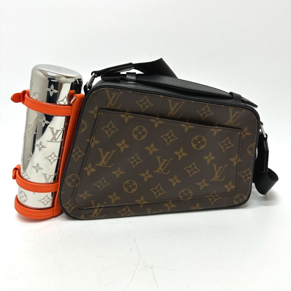 LOUIS VUITTON M46462 Monogram Macassar Biker Messenger Shoulder Bag in Canvas, Men's, Brown, Like New — Like New