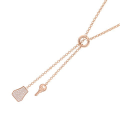 Hermes Kelly Clochette PM Necklace with 104 Diamonds (0.53ct total) in 18K Pink Gold. HERMES pendant, diamond — Like New
