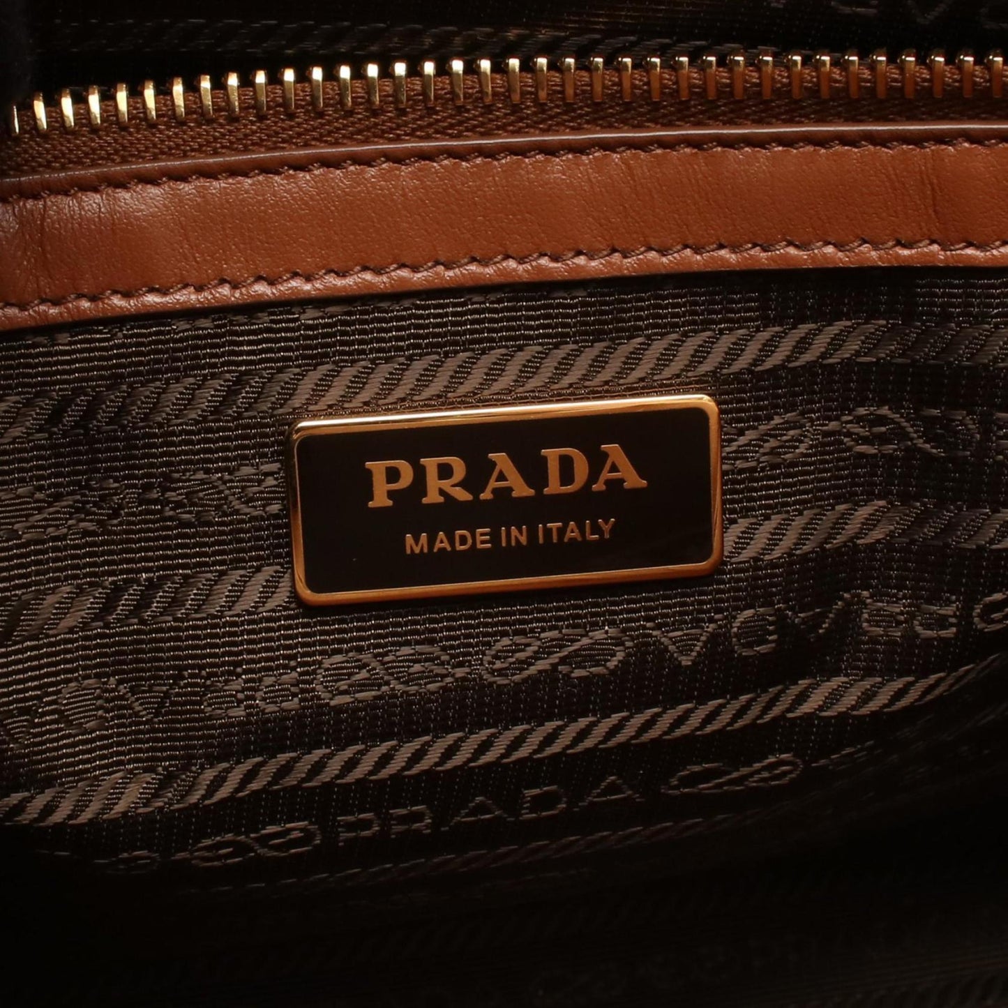Prada Symbol Small Tote Bag, Canvas, Women's, Brown and White, 1BA354