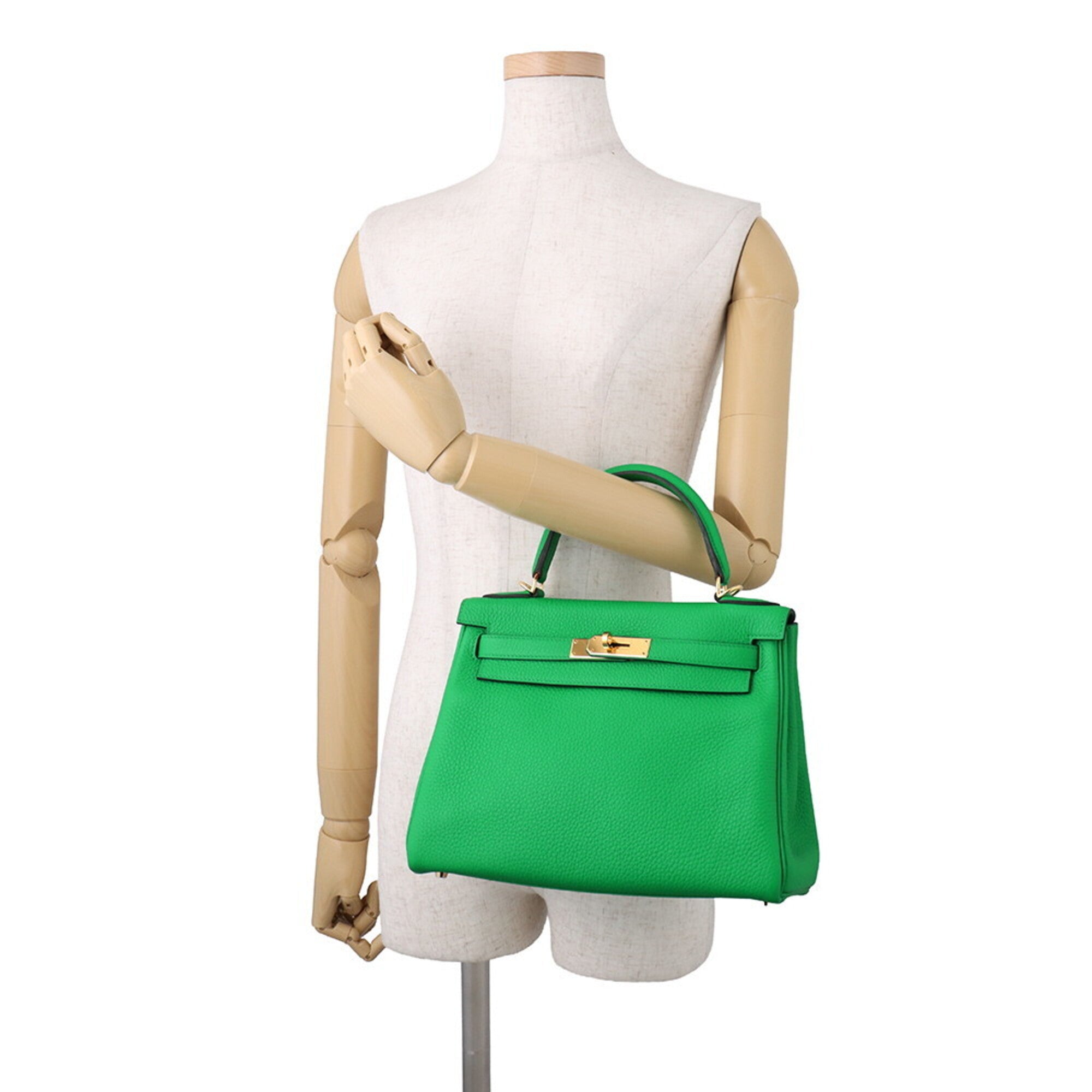 Hermes Kelly 28 Handbag, Inside Stitching, Bamboo, Togo Leather, U Stamp, HERMES 2-way Bag, Kelly, Women's — Like New