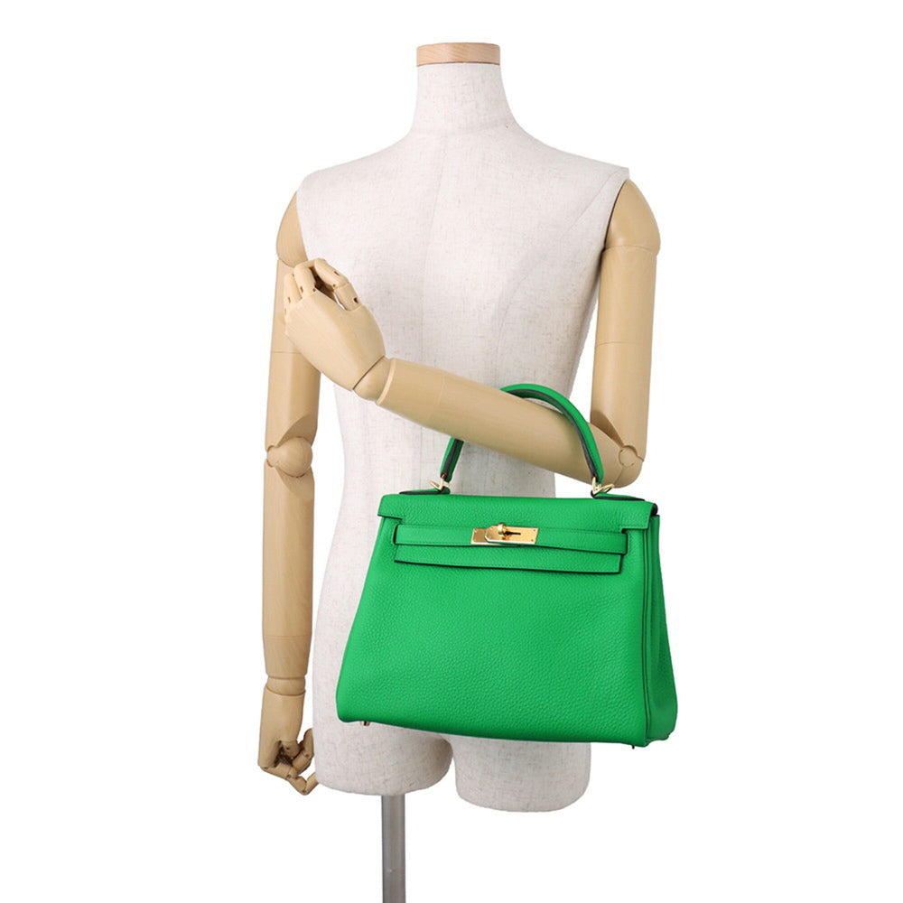 Hermes Kelly 28 Handbag, Inside Stitching, Bamboo, Togo Leather, U Stamp, HERMES 2-way Bag, Kelly, Women's — Like New