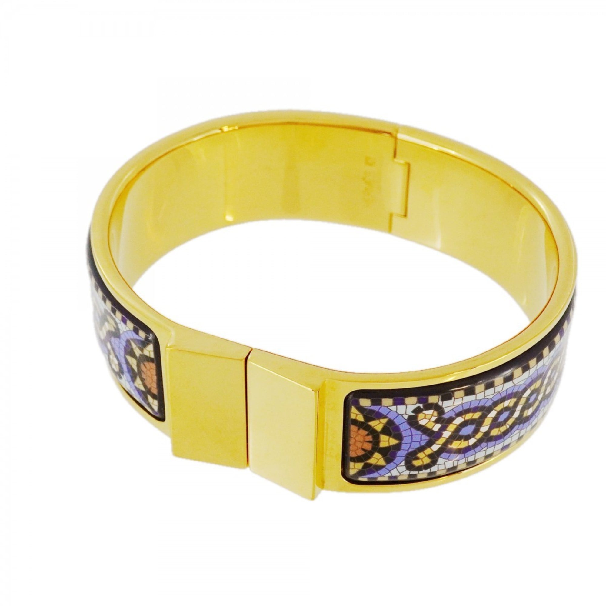 Hermes Bangle, GM Glazed, Roque, GP Plated, Cloisonné, Gold, Blue, Men's/Women's
