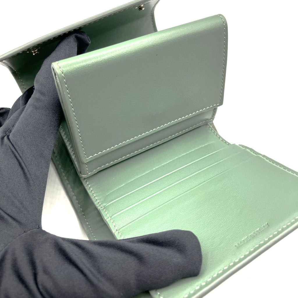 CELINE Small Trifold Wallet in Gray and Green