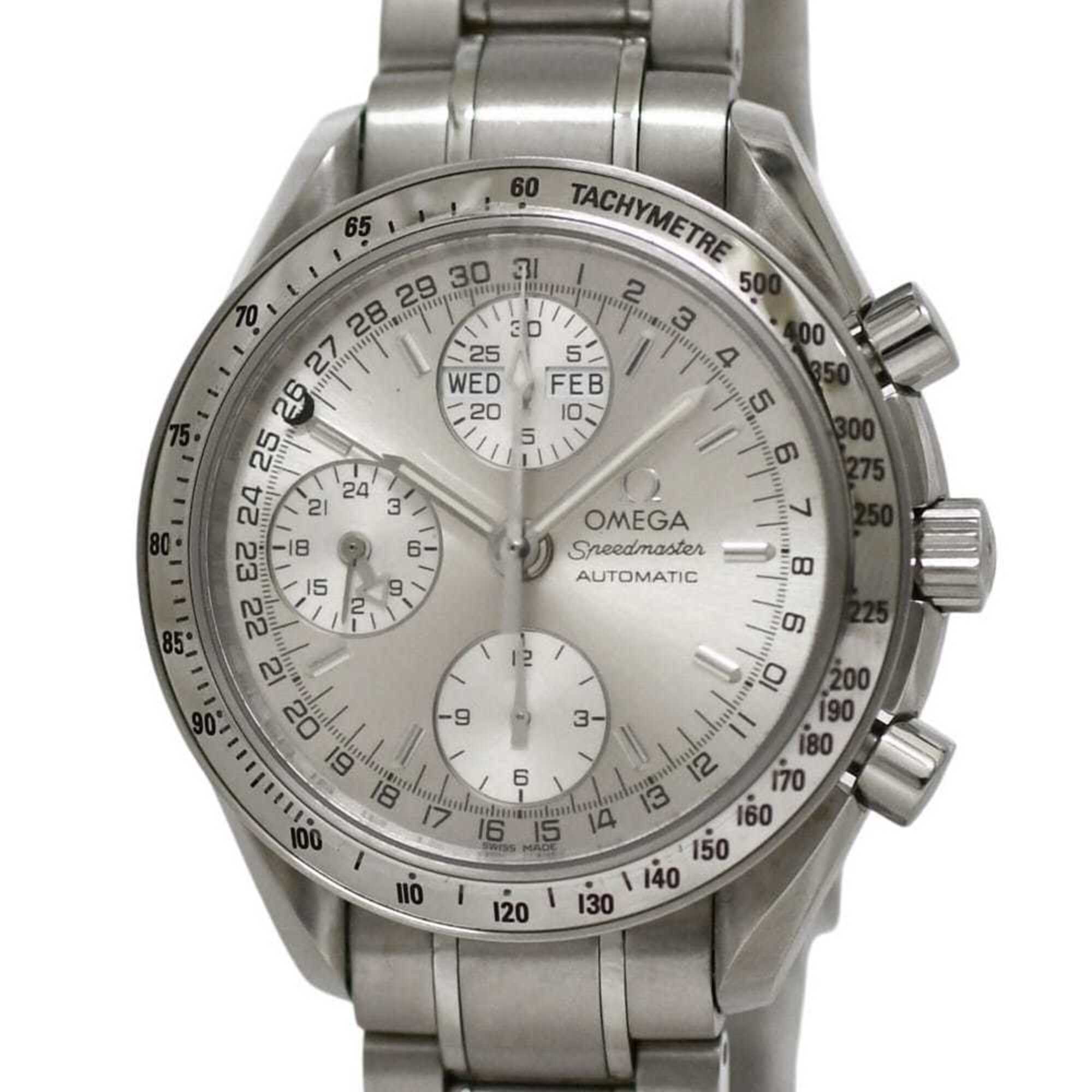 Omega Speedmaster Triple Calendar Watch, Cream White Silver, 3523.30, Chronograph, Automatic Winding, Stainless Steel — Very Good