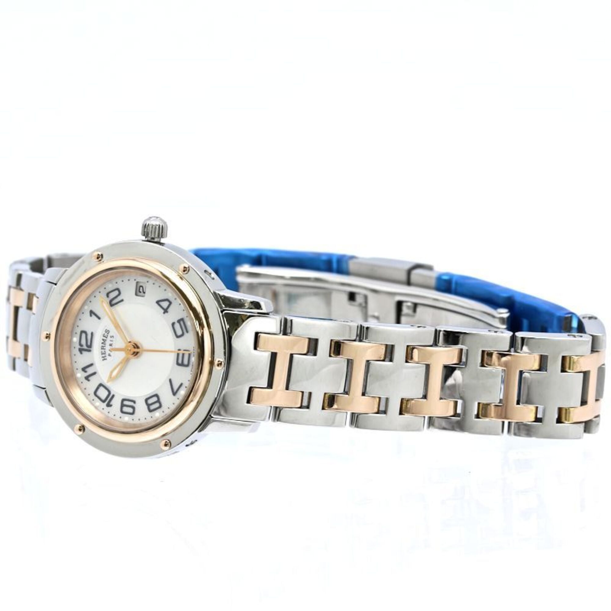 HERMES Clipper Classic Nacre CP1.221.212 4970 Women's Watch SSxPGP (Plated) 40520 — Good
