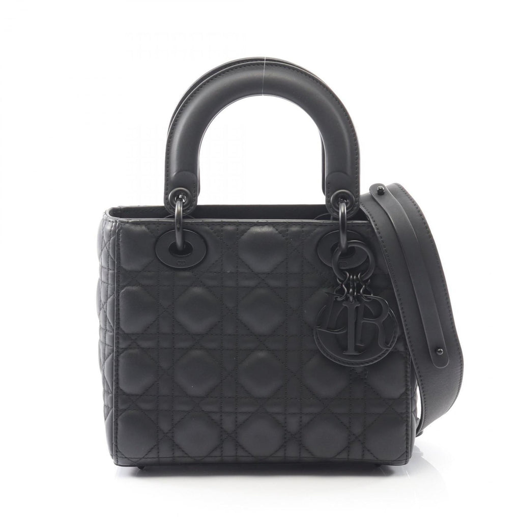 Christian Dior Dior LADY DIOR MY ABCDIOR Lady Small Cannage Handbag, Leather, Women's, Black