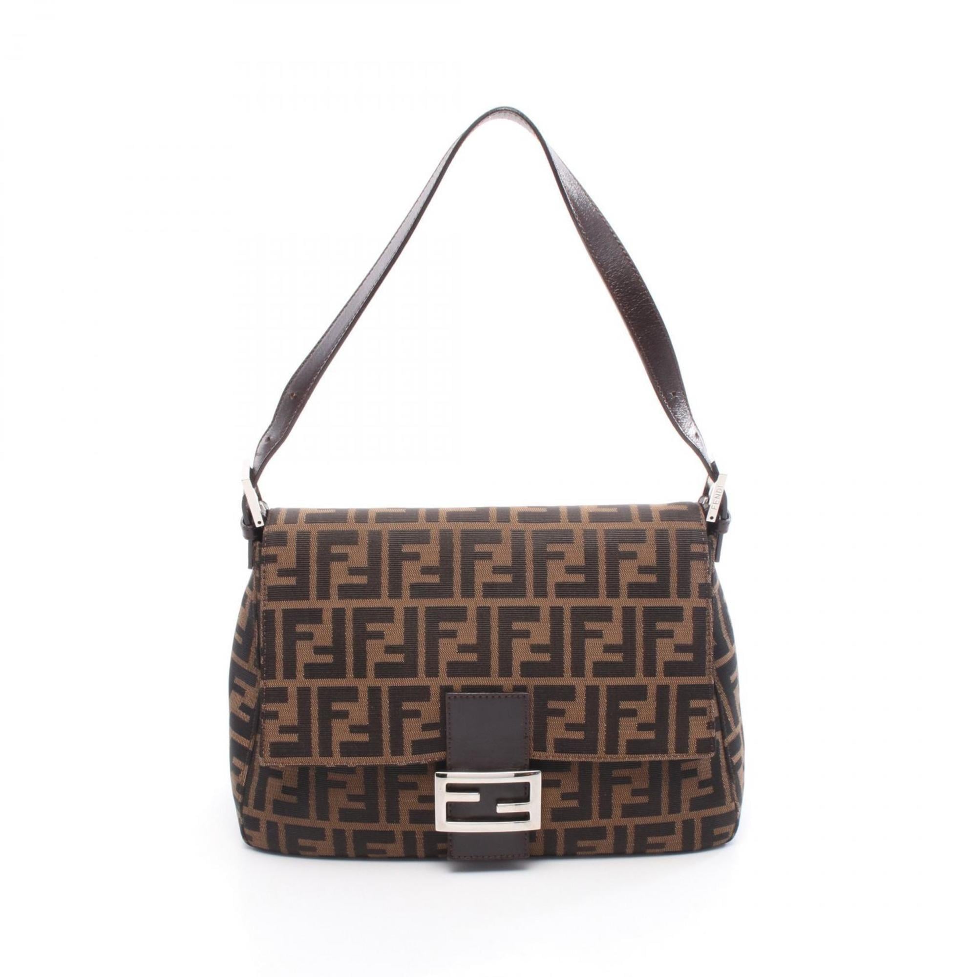 Fendi Mamma Bucket Shoulder Bag, Canvas and Leather, Women's, Brown, 26325